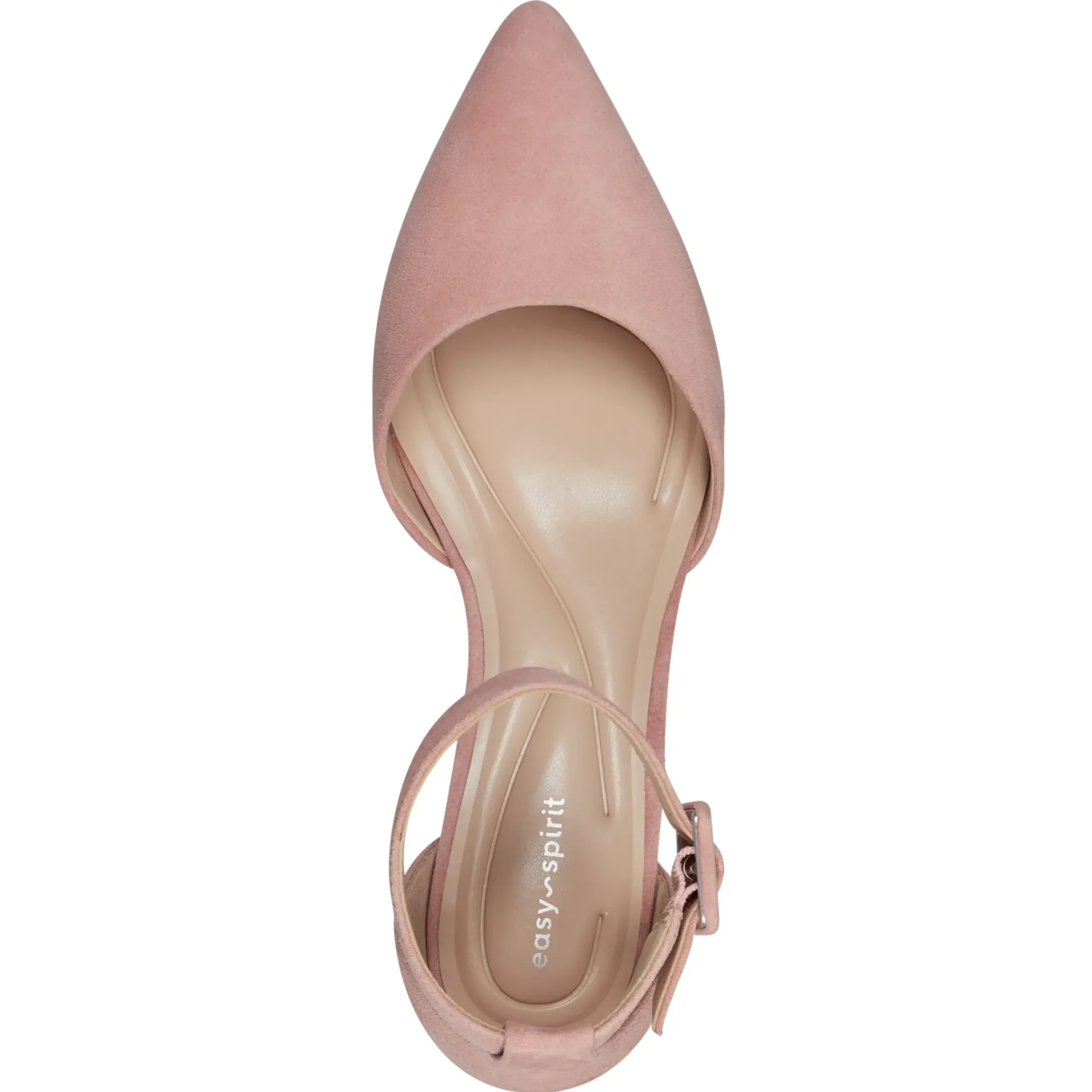 eFlex|eFlex>Easy Spirit Emila Ankle Strap Pumps Coral Suede