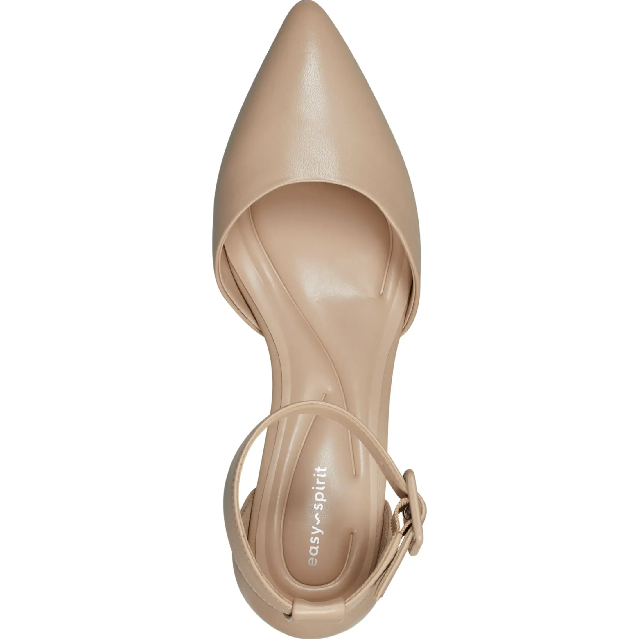 eFlex|eFlex>Easy Spirit Emila Ankle Strap Pumps Medium Natural Leather