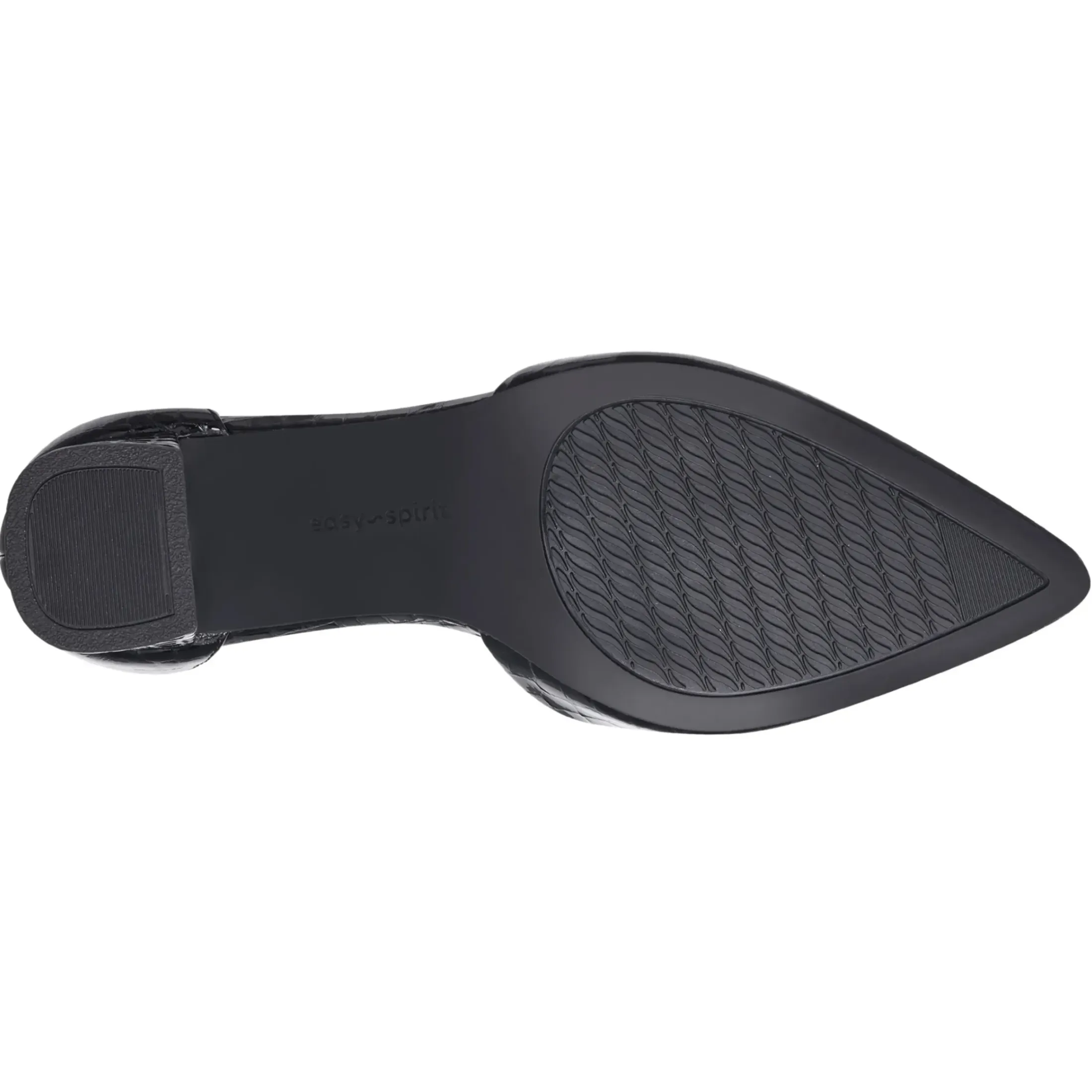 eFlex|eFlex>Easy Spirit Emila Ankle Strap Pumps Black Croco Patent