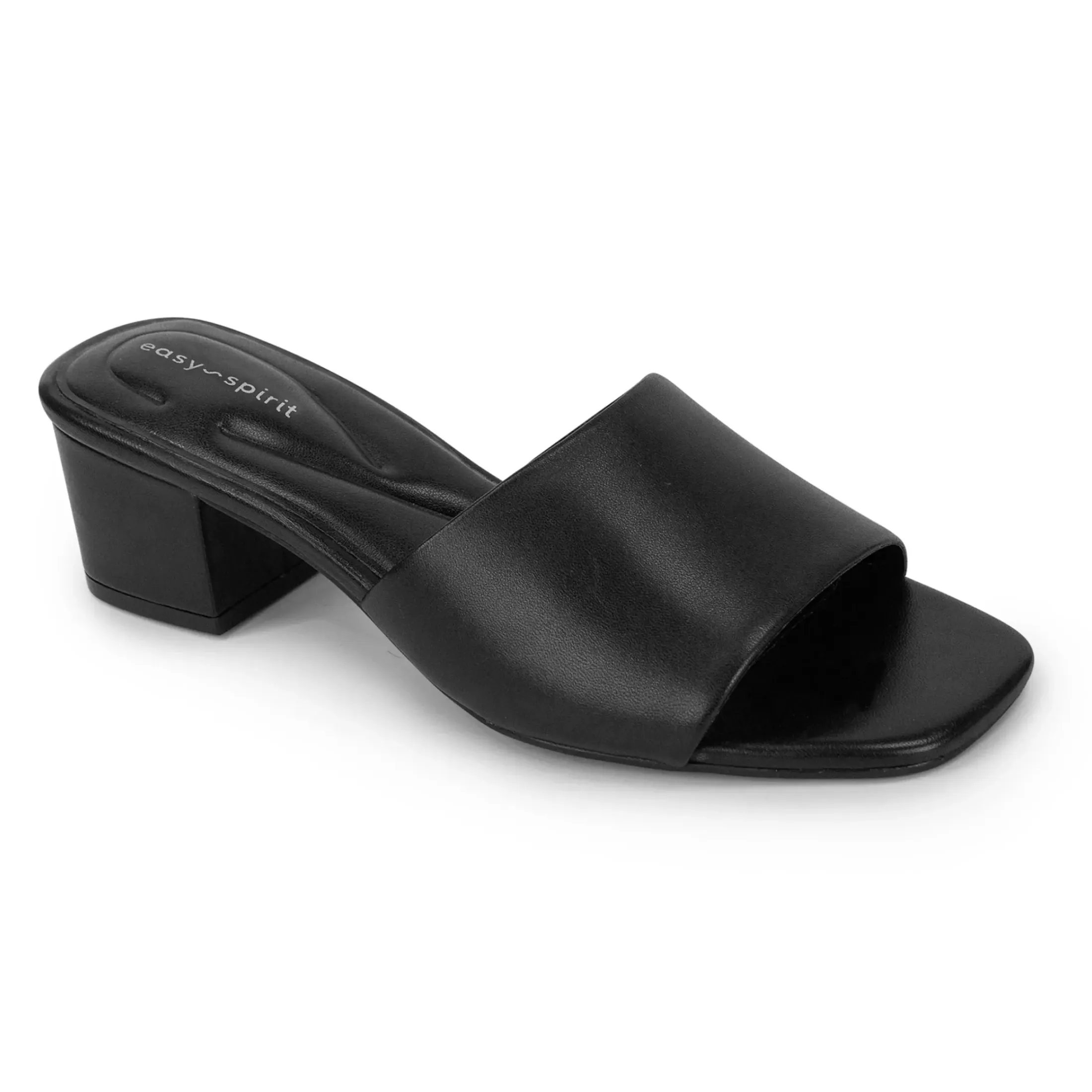 Dress|Sandals>Easy Spirit Fiora Block Heel Slide Sandals Black Leather