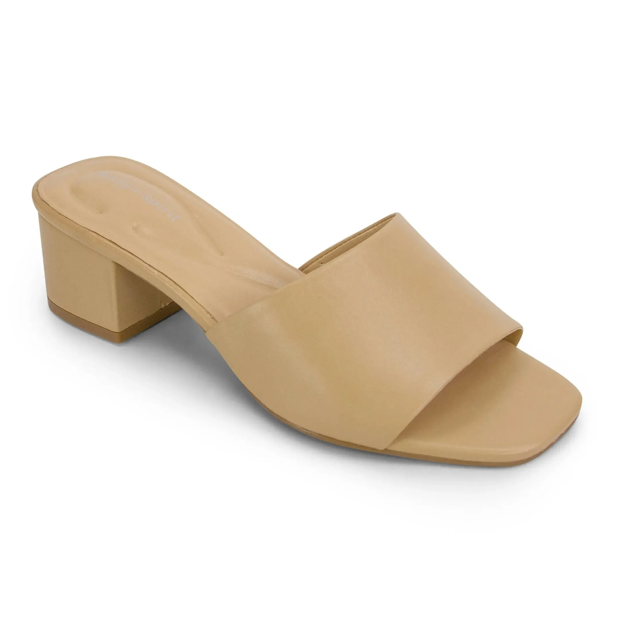 Dress|Sandals>Easy Spirit Fiora Block Heel Slide Sandals Nude Leather