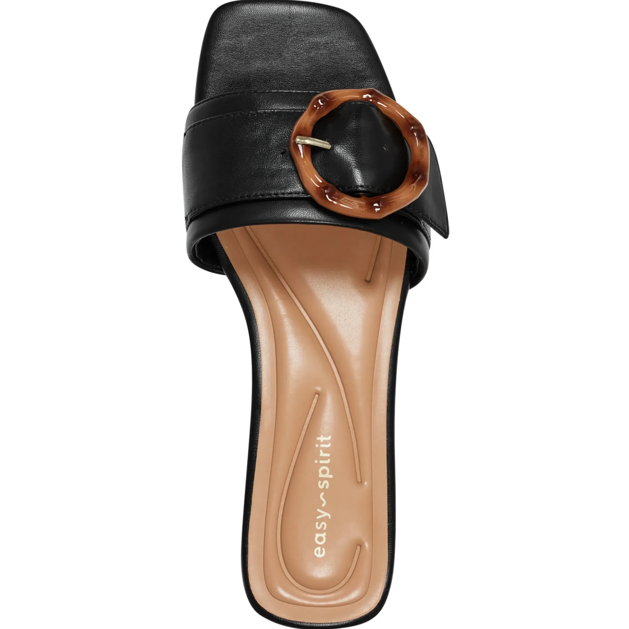 Casual|Sandals>Easy Spirit Gatlin Slide Sandals Black Leather