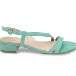 eFlex|eFlex>Easy Spirit Glenni Block Heel Sandals Turquoise Suede