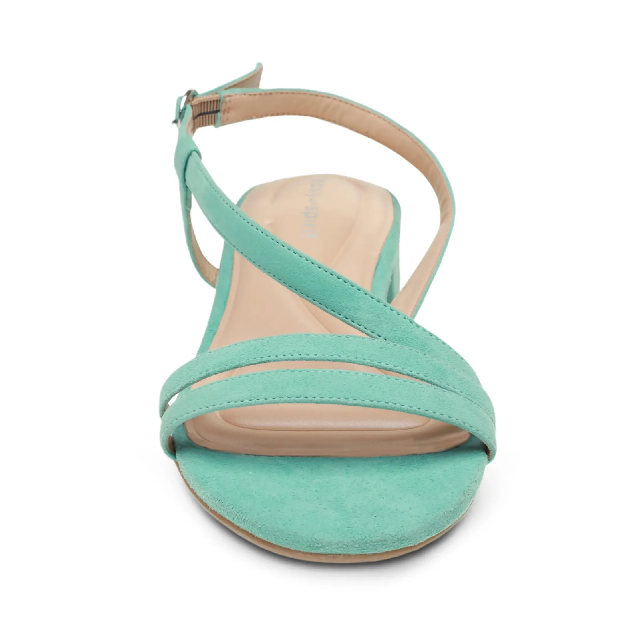 eFlex|eFlex>Easy Spirit Glenni Block Heel Sandals Turquoise Suede