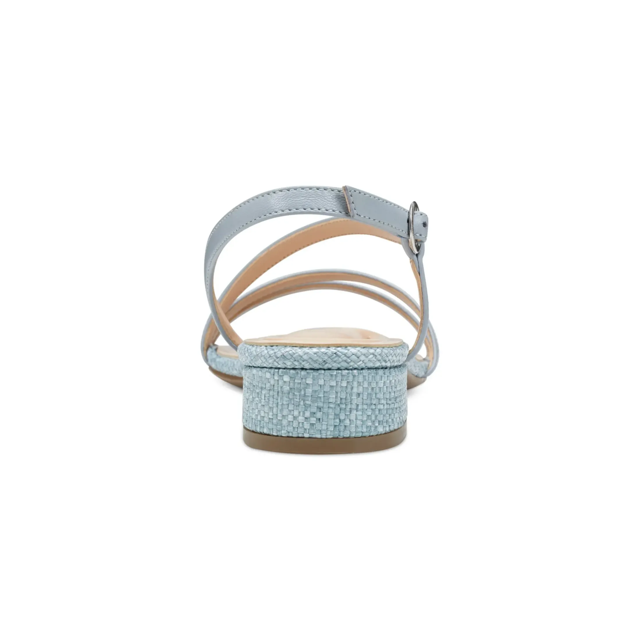 eFlex|eFlex>Easy Spirit Glenni Block Heel Sandals Light Blue Raffia