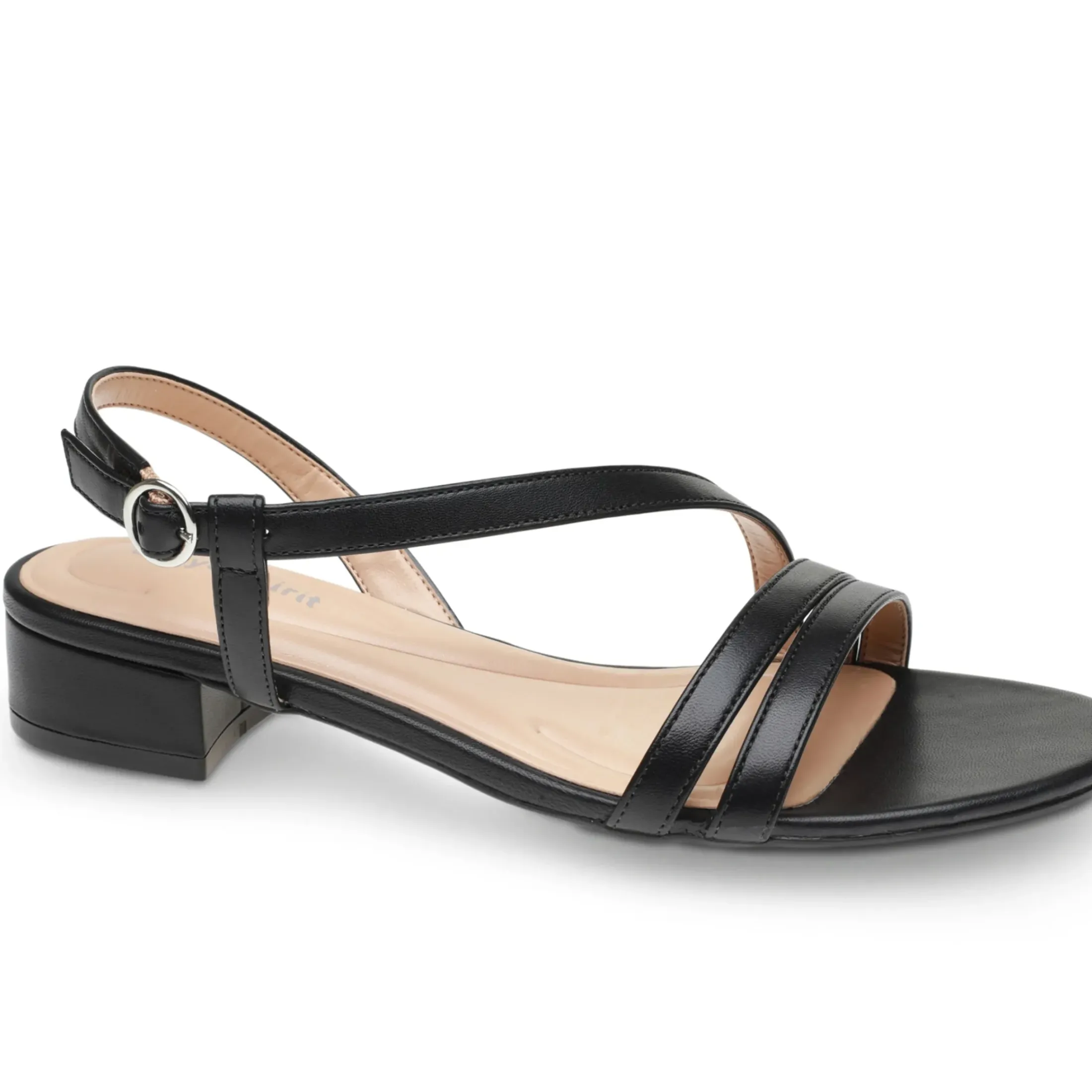 eFlex|eFlex>Easy Spirit Glenni Block Heel Sandals Black Leather