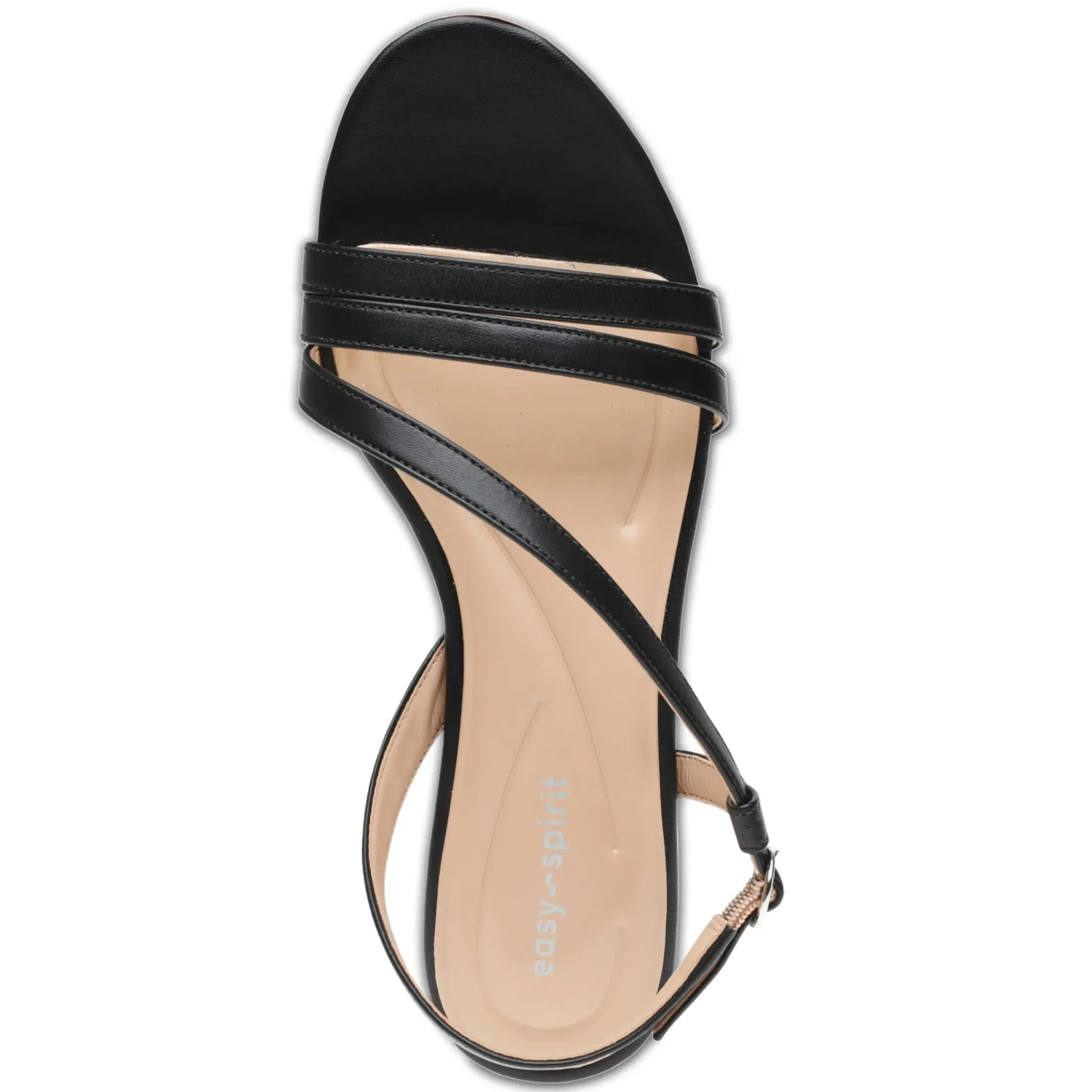 eFlex|eFlex>Easy Spirit Glenni Block Heel Sandals Black Leather