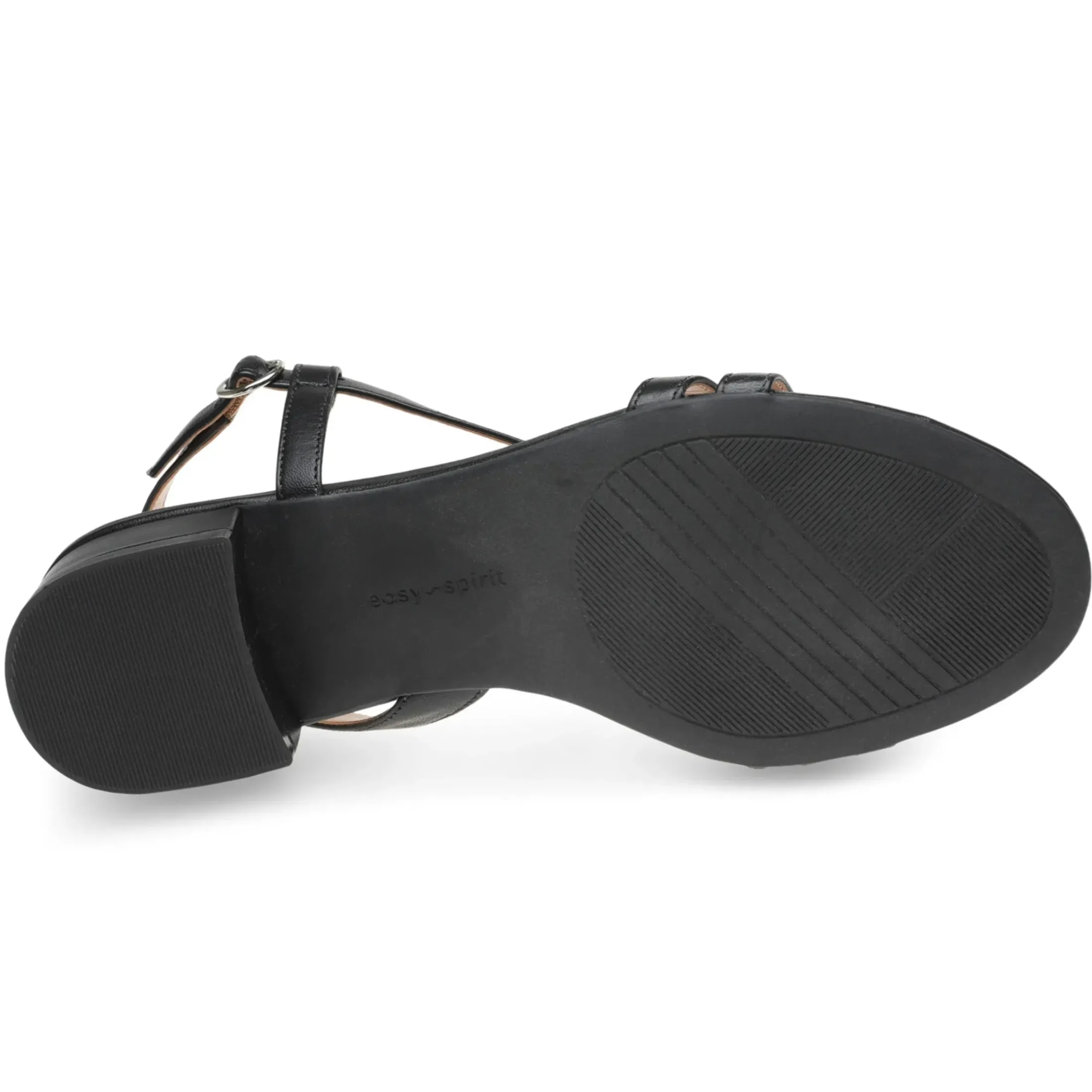 eFlex|eFlex>Easy Spirit Glenni Block Heel Sandals Black Leather