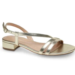 eFlex|eFlex>Easy Spirit Glenni Block Heel Sandals Gold Leather