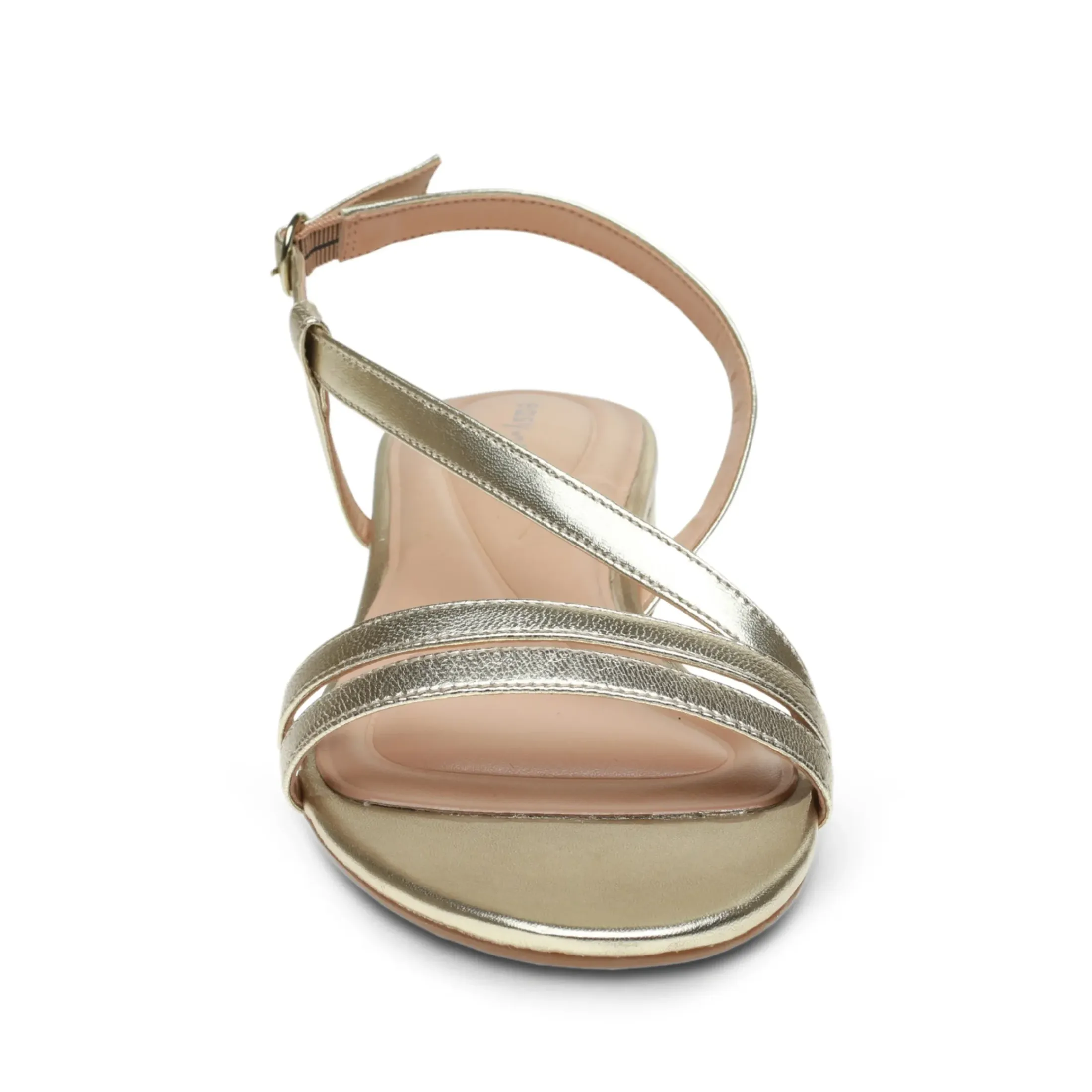 eFlex|eFlex>Easy Spirit Glenni Block Heel Sandals Gold Leather