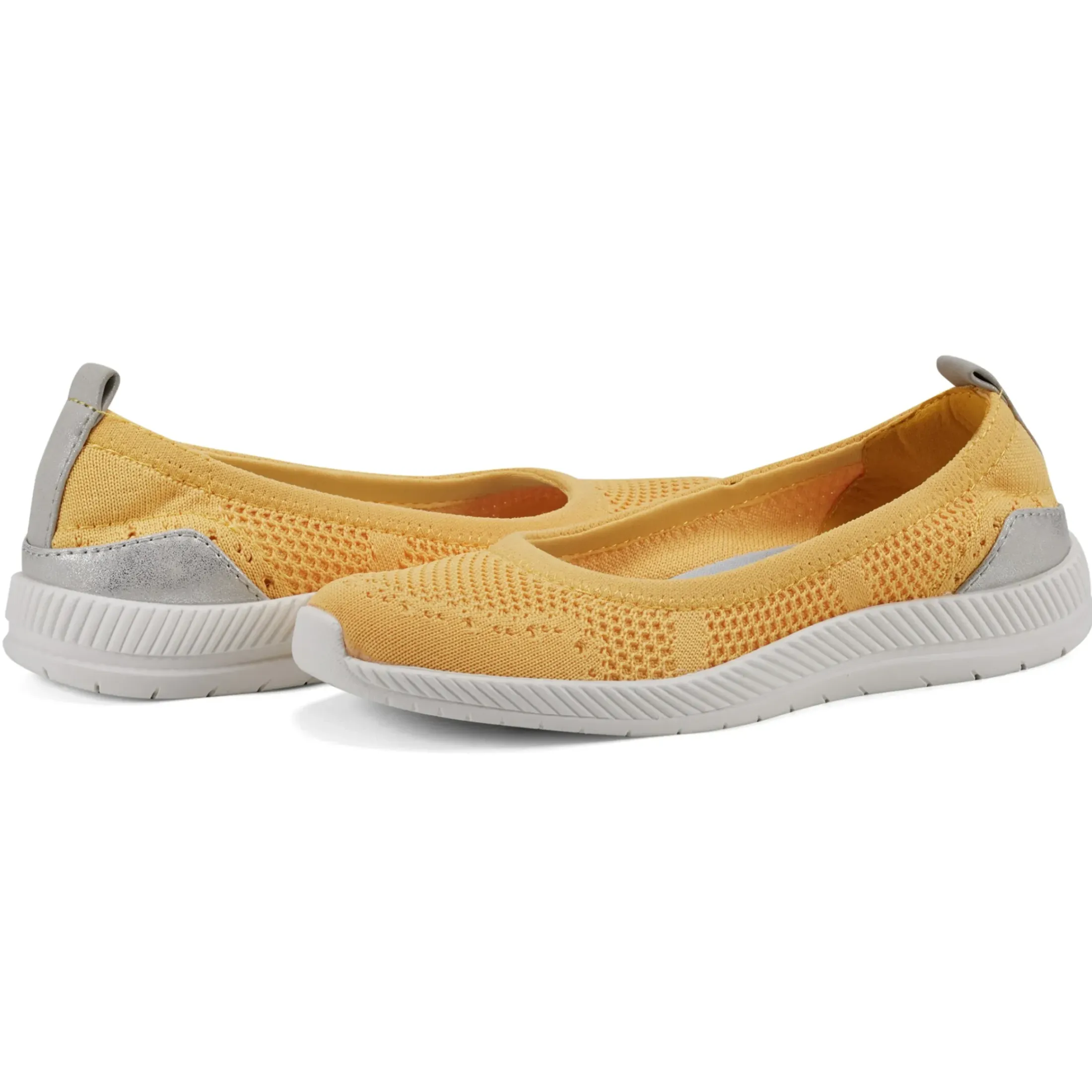 Glitz Walking Shoes|Slip Ons>Easy Spirit Glitz Walking Shoes Yellow Knit