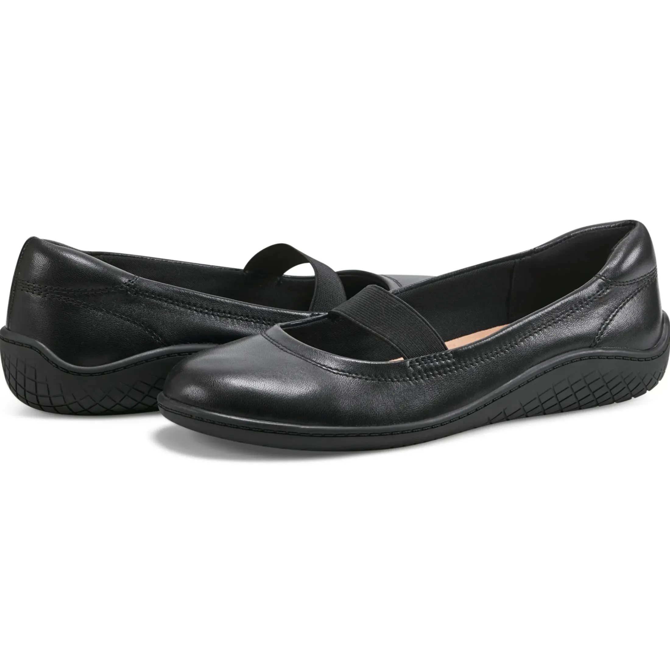 Golden Mark Jane Flats>Easy Spirit Golden Mary Jane Casual Ballet Flats Black Leather