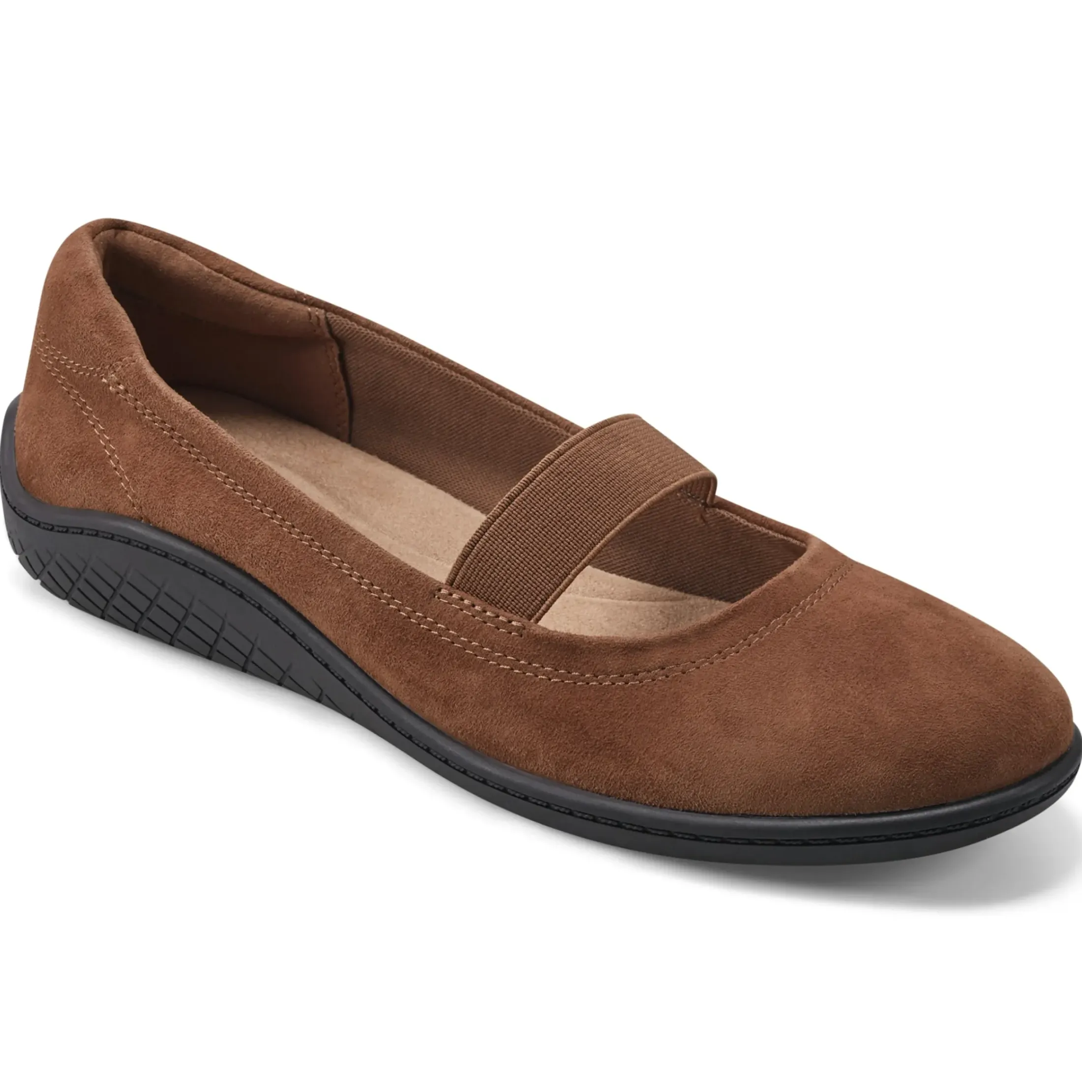 Golden Mark Jane Flats>Easy Spirit Golden Mary Jane Casual Ballet Flats Brown Suede
