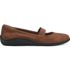 Golden Mark Jane Flats>Easy Spirit Golden Mary Jane Casual Ballet Flats Brown Suede
