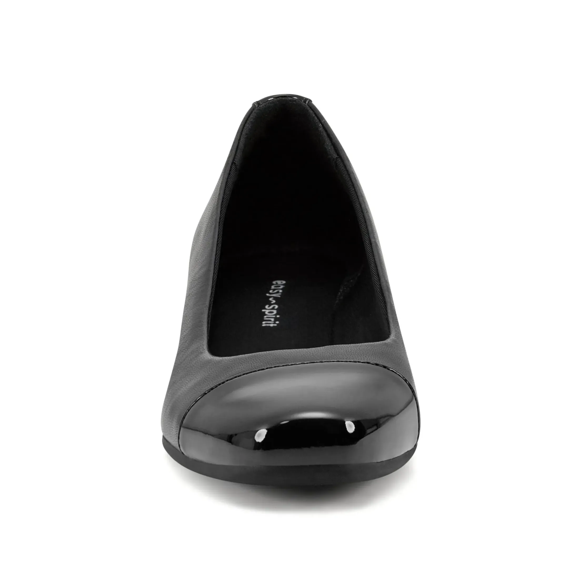 Gracey Wedge|Low Heels>Easy Spirit Gracey Wedge Heels Black Leather/Patent