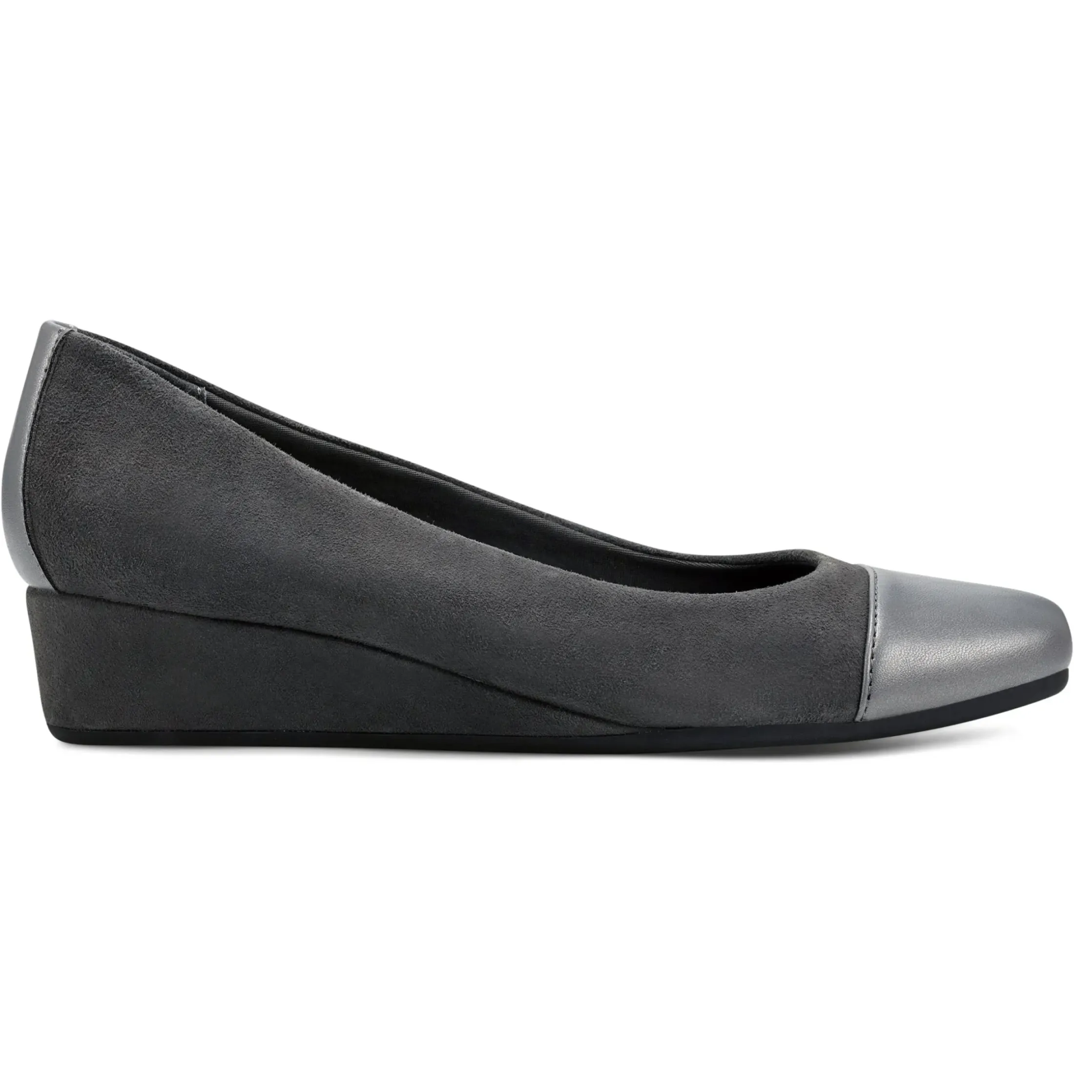 Gracey Wedge|Low Heels>Easy Spirit Gracey Wedge Heels Dark Grey Suede