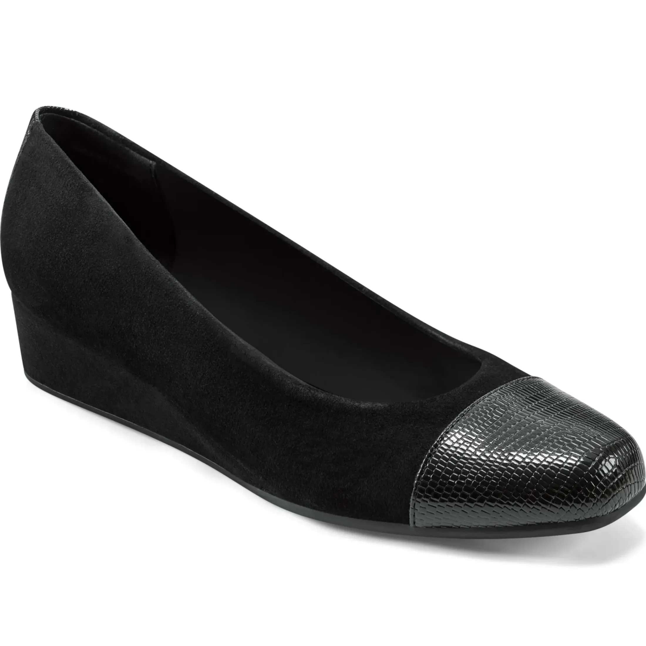Low Heels|Gracey Wedge>Easy Spirit Gracey Wedge Heels Black Suede