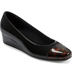 Gracey Wedge|Low Heels>Easy Spirit Gracey Wedge Heels Black/Tortoise