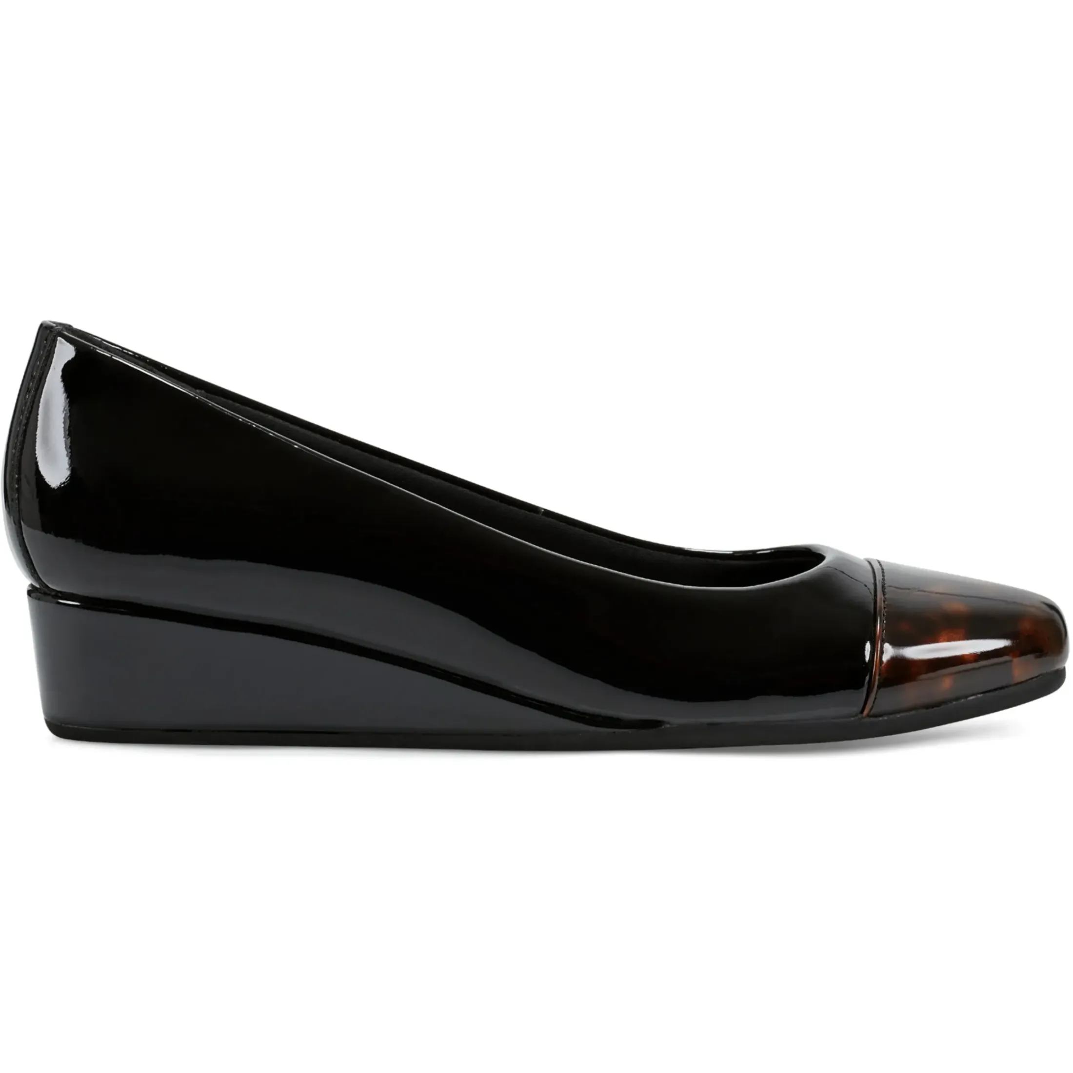 Gracey Wedge|Low Heels>Easy Spirit Gracey Wedge Heels Black/Tortoise