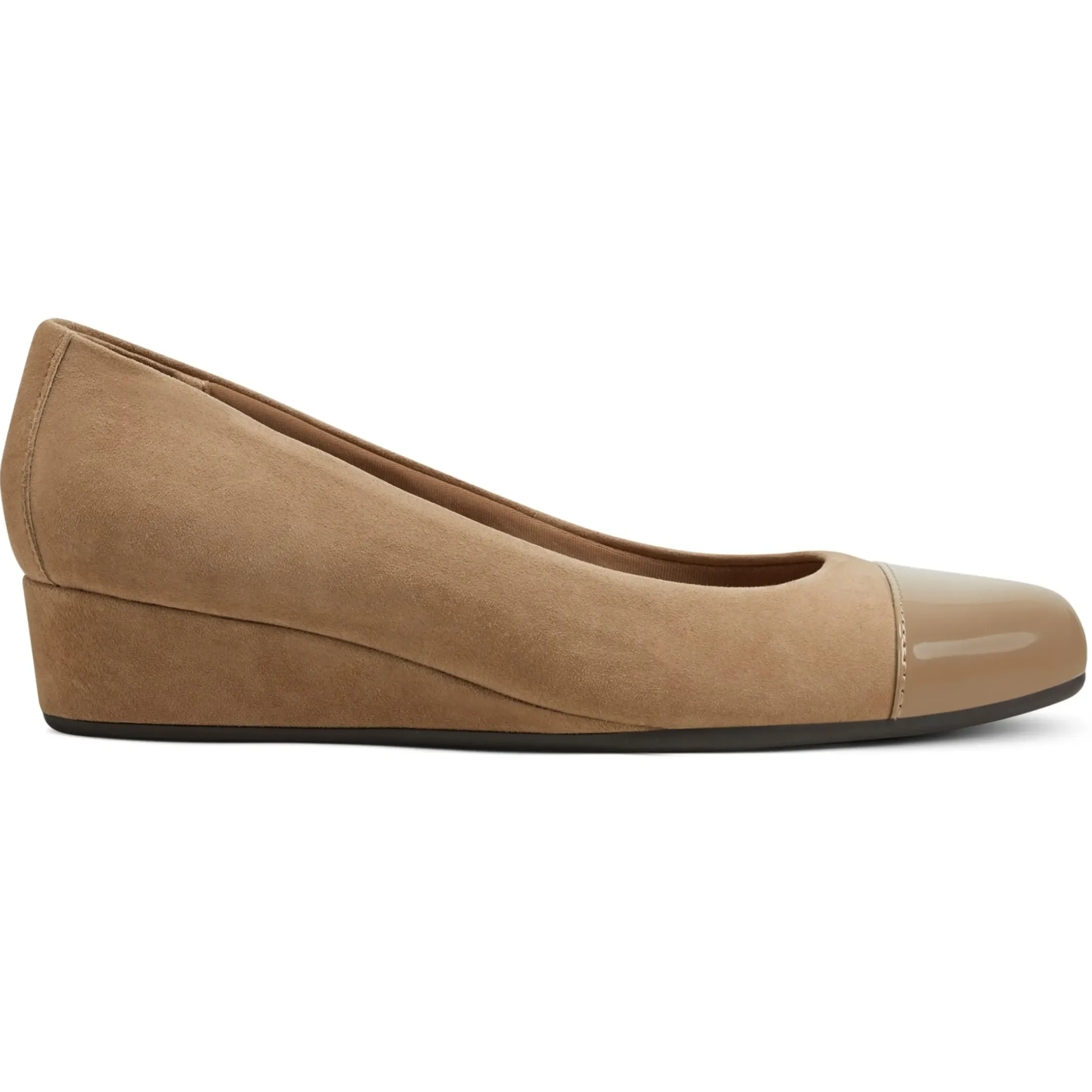 Gracey Wedge|Low Heels>Easy Spirit Gracey Wedge Heels Taupe Suede