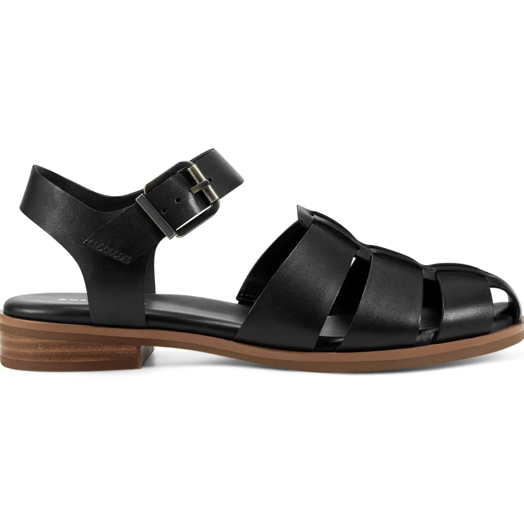 Sandals|Flats>Easy Spirit Gretty Fisherman Sandals Black Leather