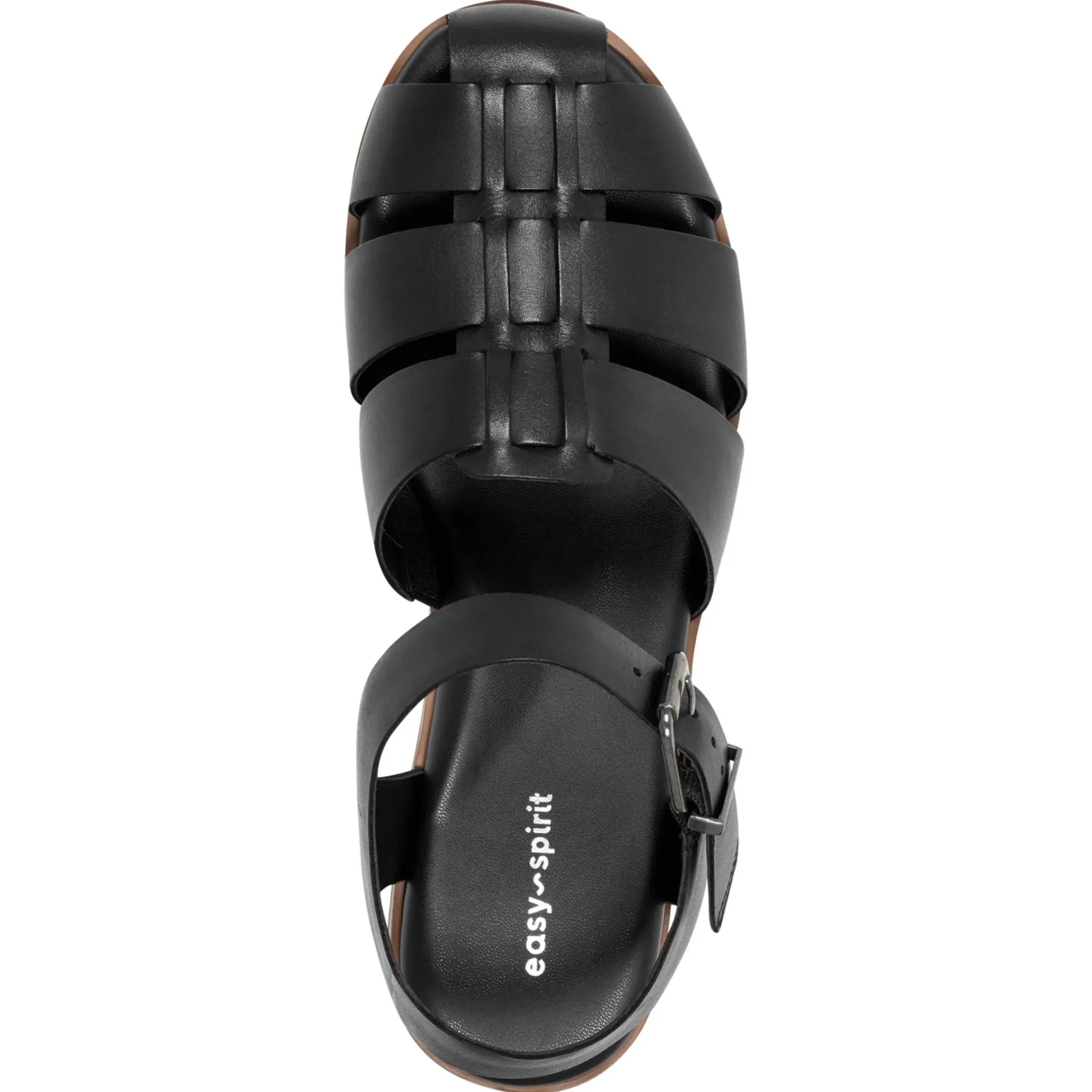 Sandals|Flats>Easy Spirit Gretty Fisherman Sandals Black Leather