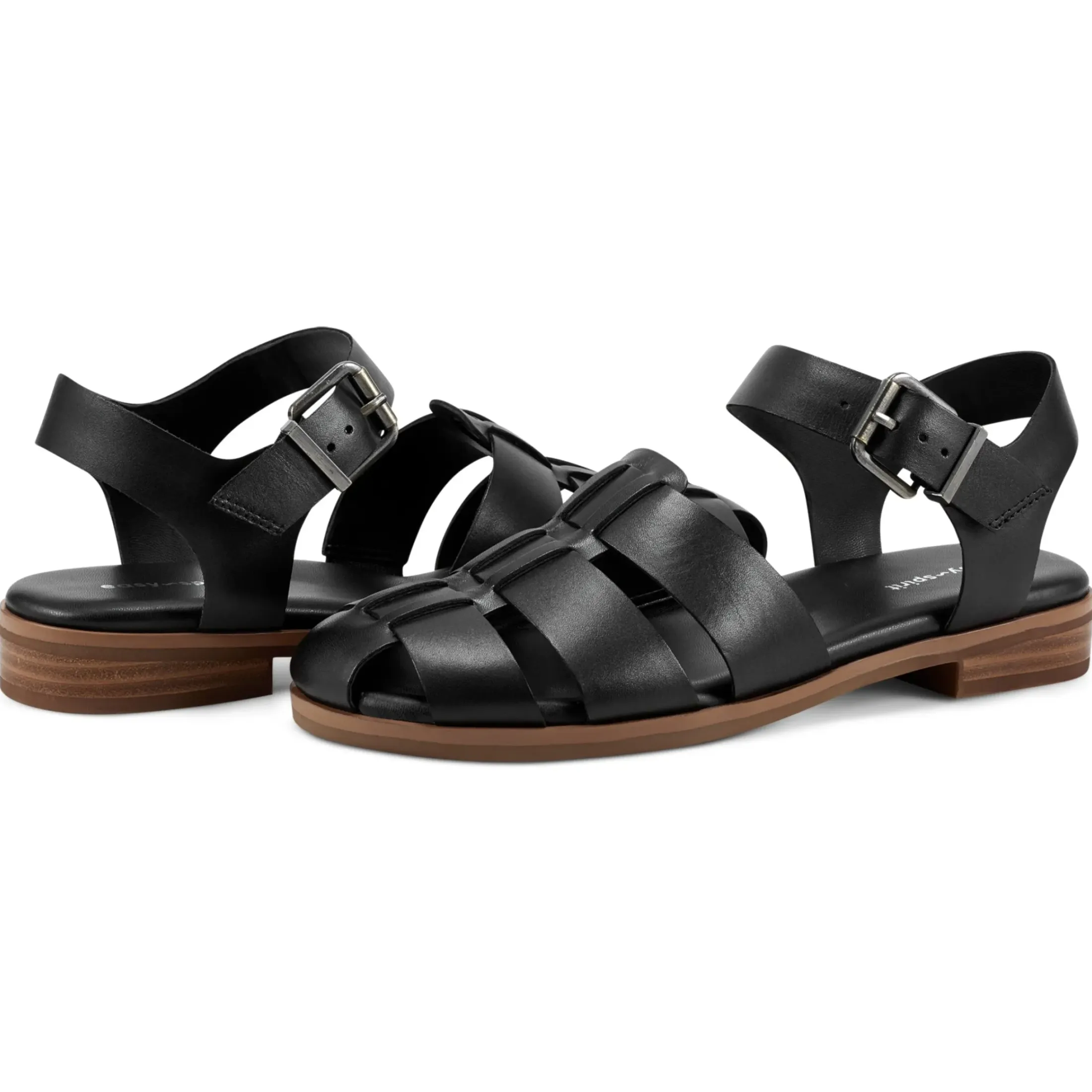 Sandals|Flats>Easy Spirit Gretty Fisherman Sandals Black Leather