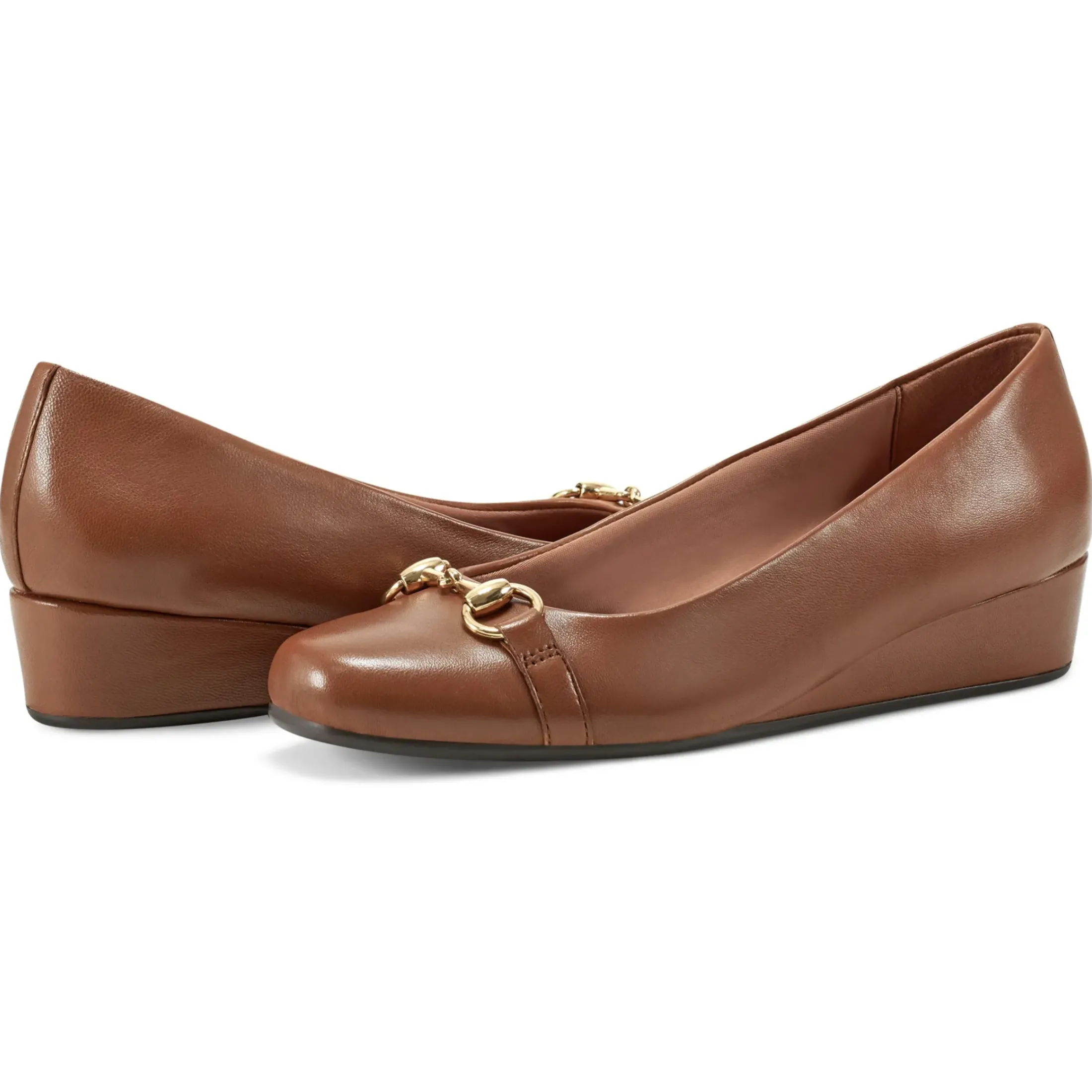 Low Heels|Wedges>Easy Spirit Guliana Wedge Heels Brown Leather