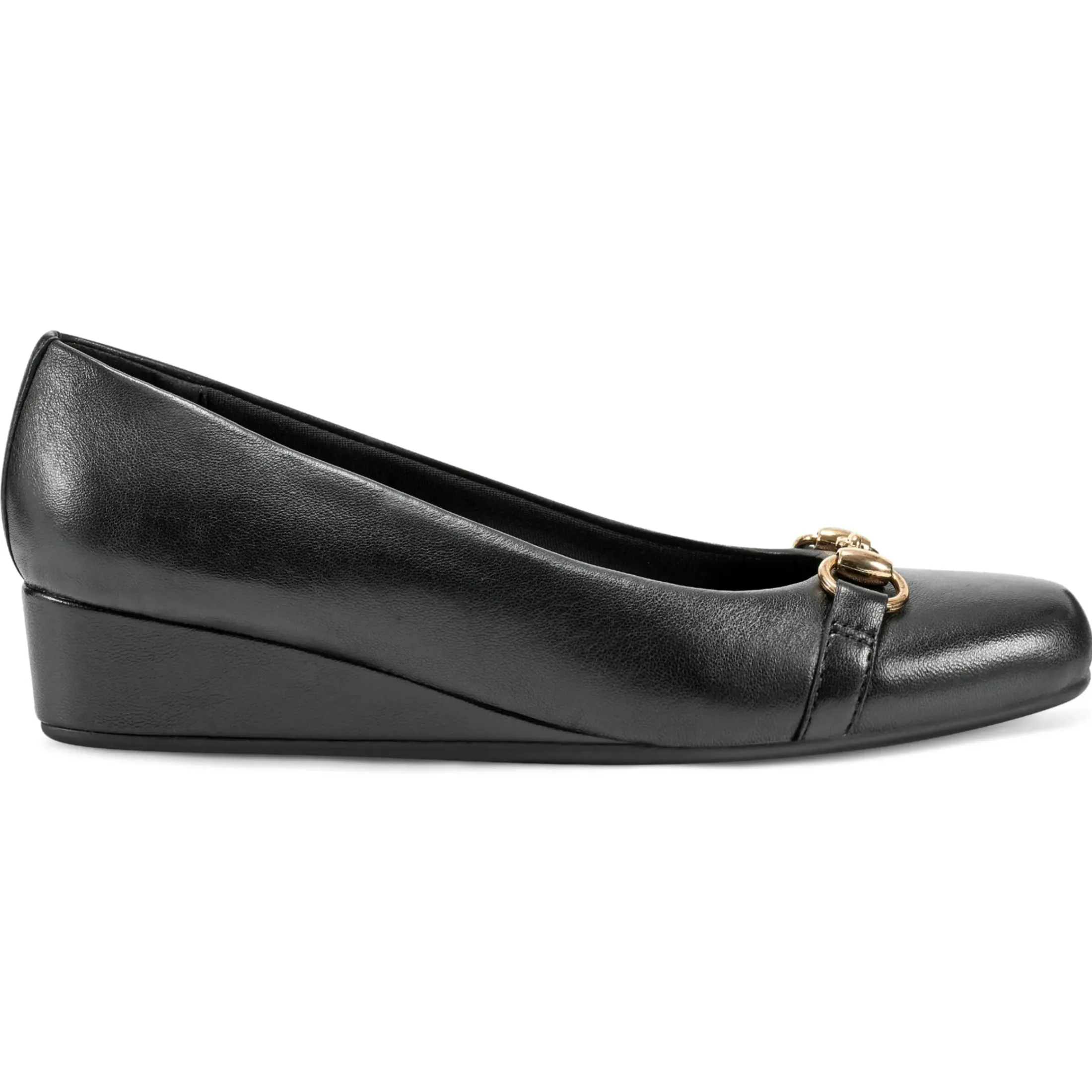 Low Heels|Wedges>Easy Spirit Guliana Wedge Heels Black Leather