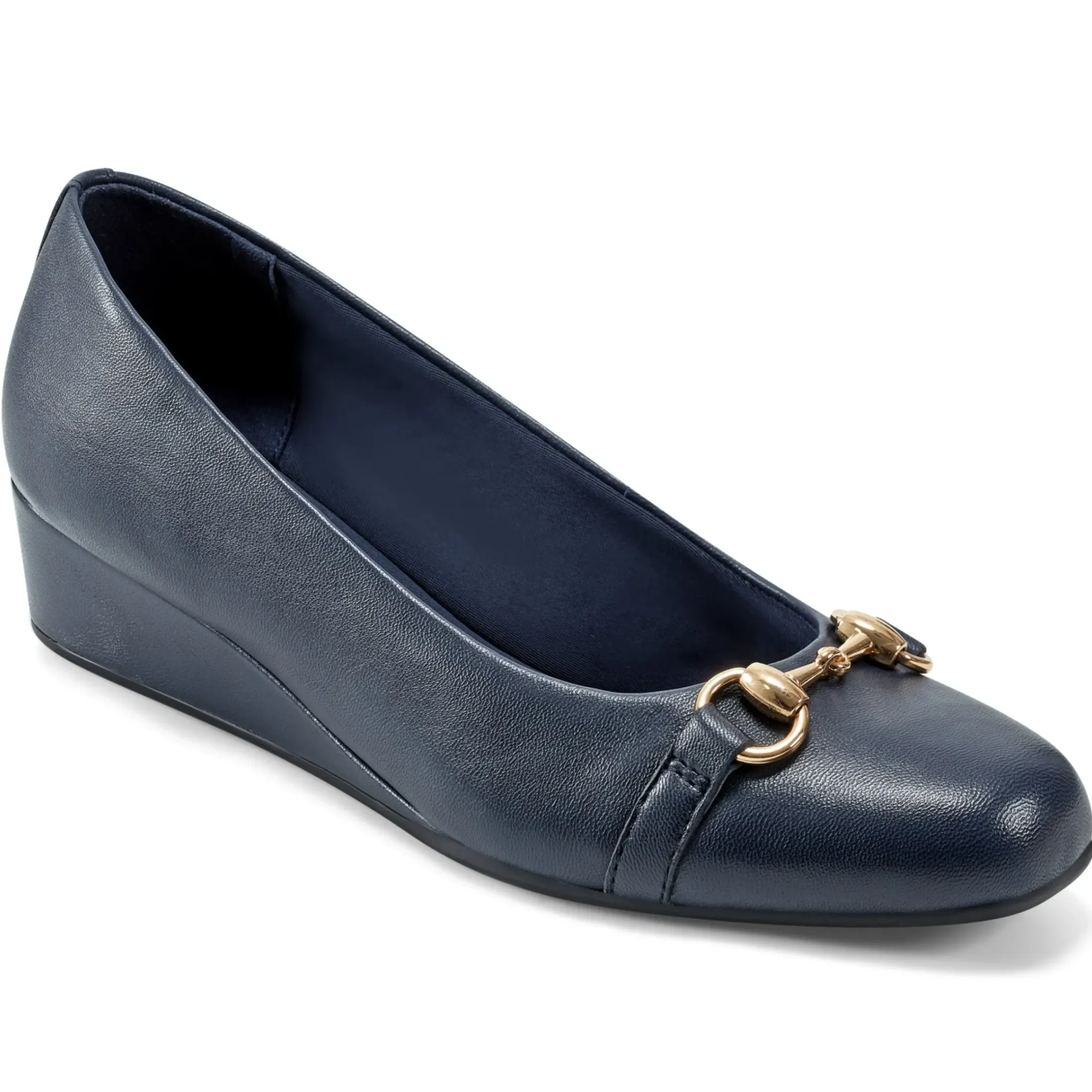 Low Heels|Wedges>Easy Spirit Guliana Wedge Heels Navy Leather