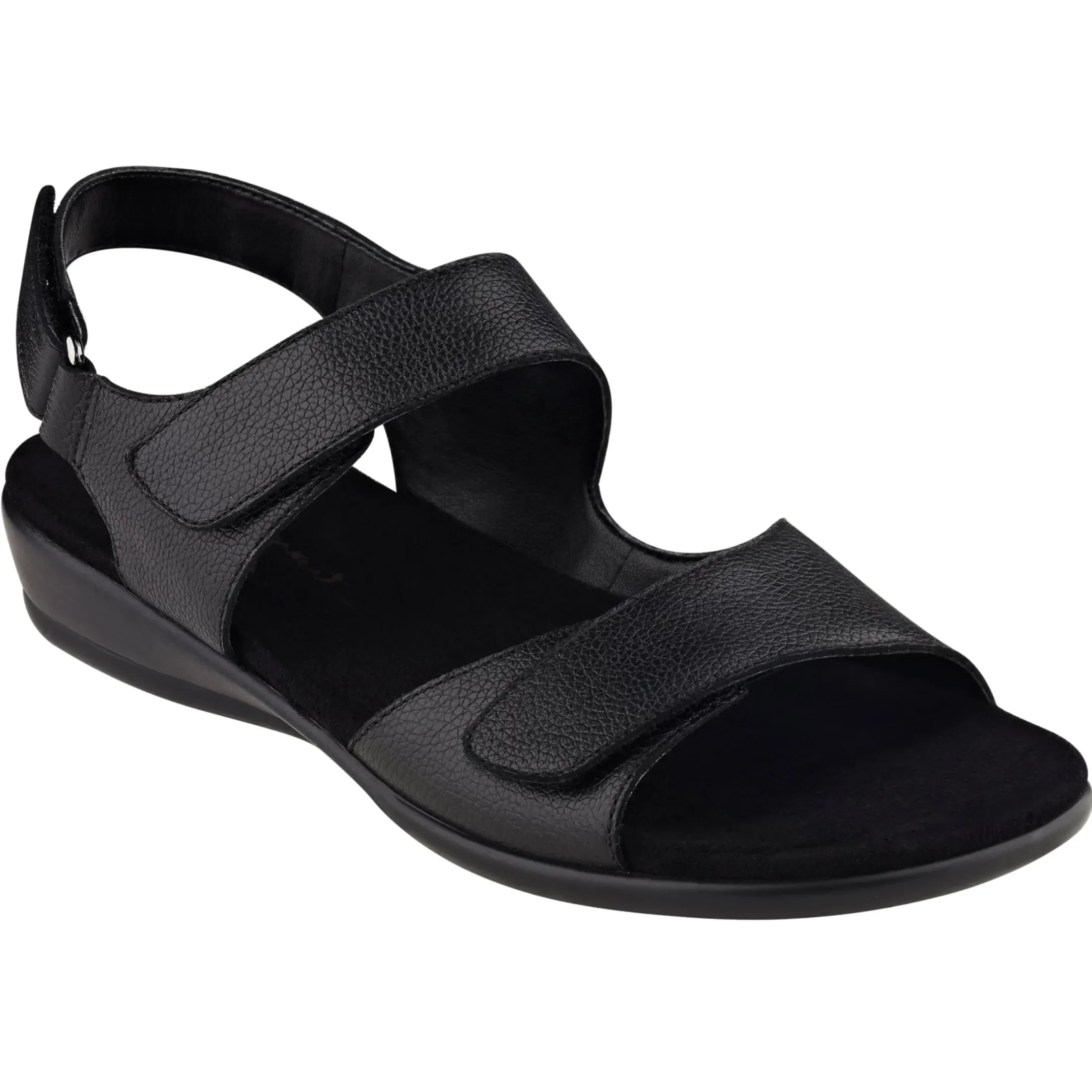 Casual|Flats>Easy Spirit Hartwell Flat Sandals Black Leather