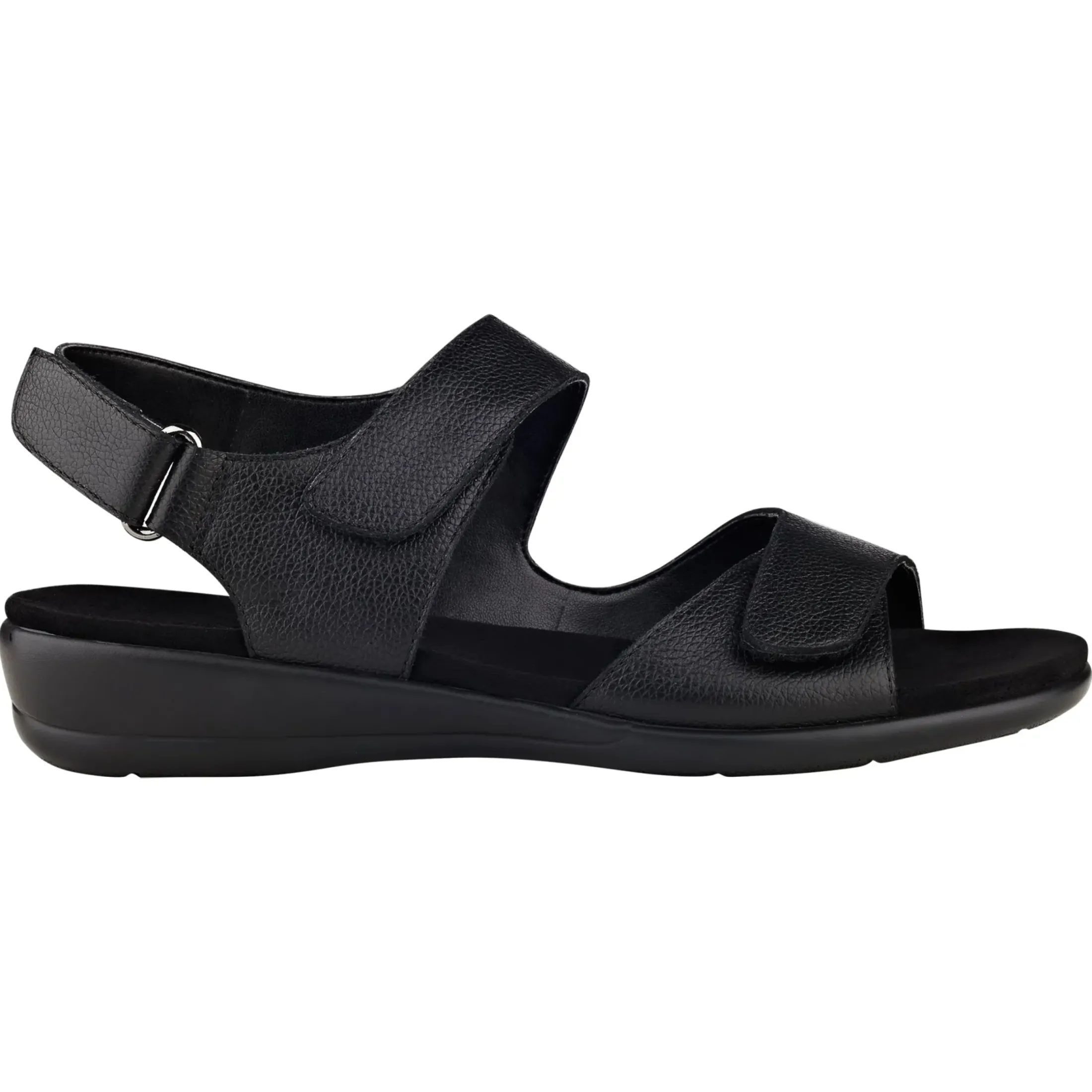 Casual|Flats>Easy Spirit Hartwell Flat Sandals Black Leather