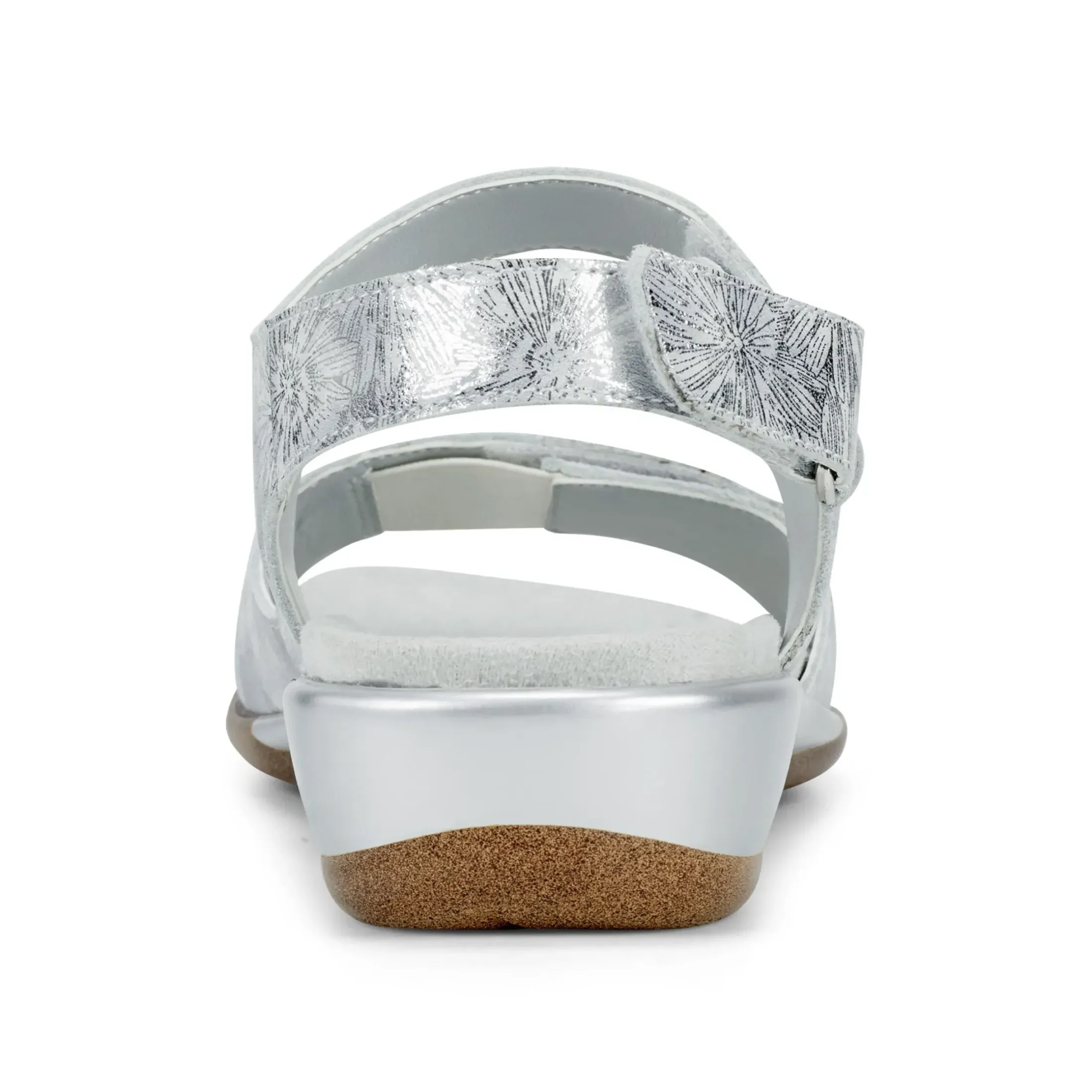Casual|Flats>Easy Spirit Hartwell Flat Sandals Metallic Silver Print