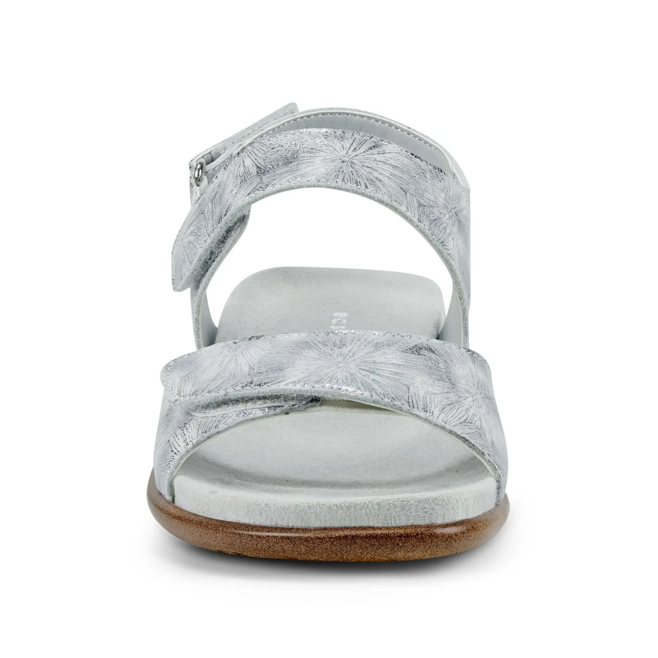 Casual|Flats>Easy Spirit Hartwell Flat Sandals Metallic Silver Print