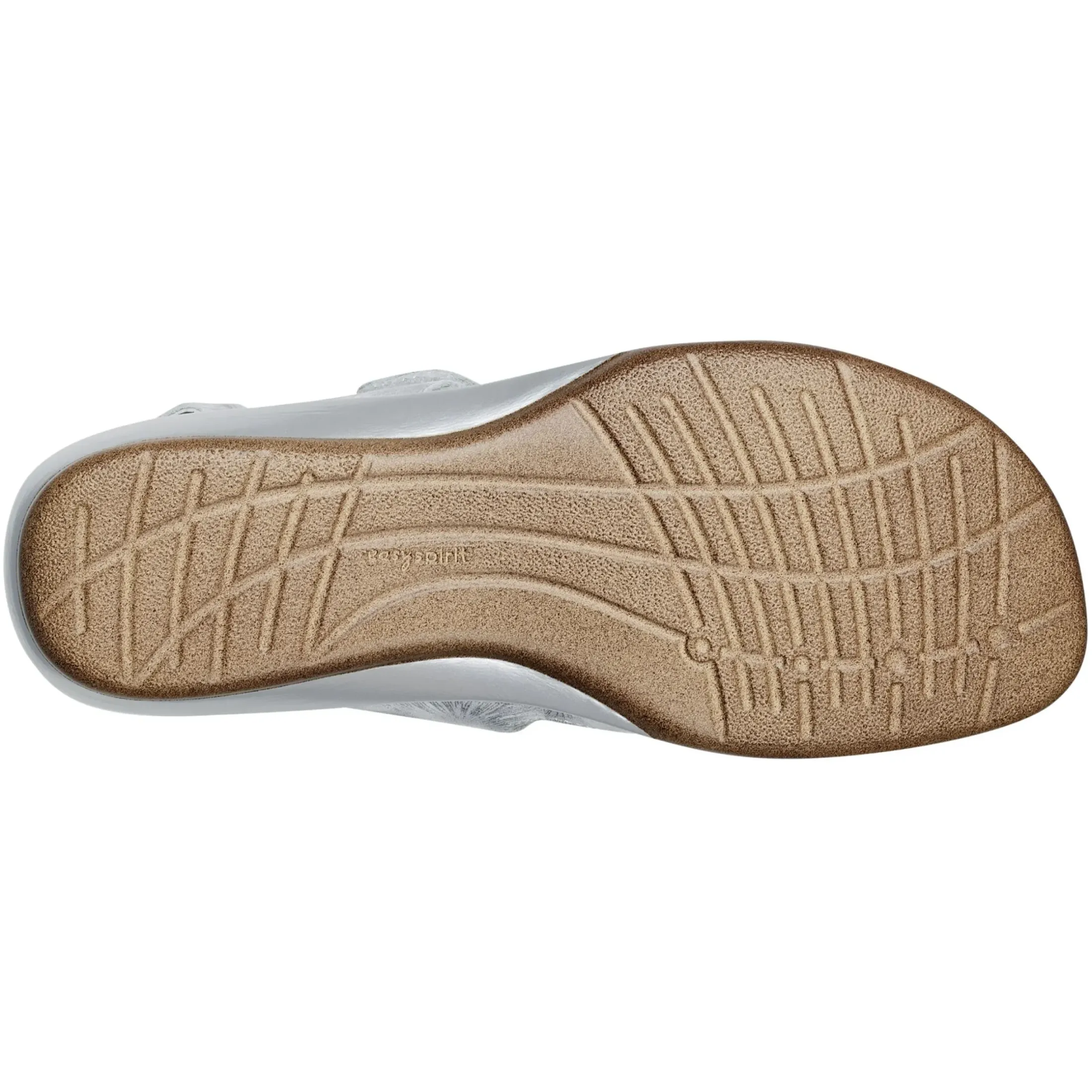 Casual|Flats>Easy Spirit Hartwell Flat Sandals Metallic Silver Print