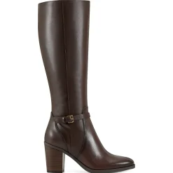 eFlex|eFlex>Easy Spirit Imani Block Heel Boots Brown Leather