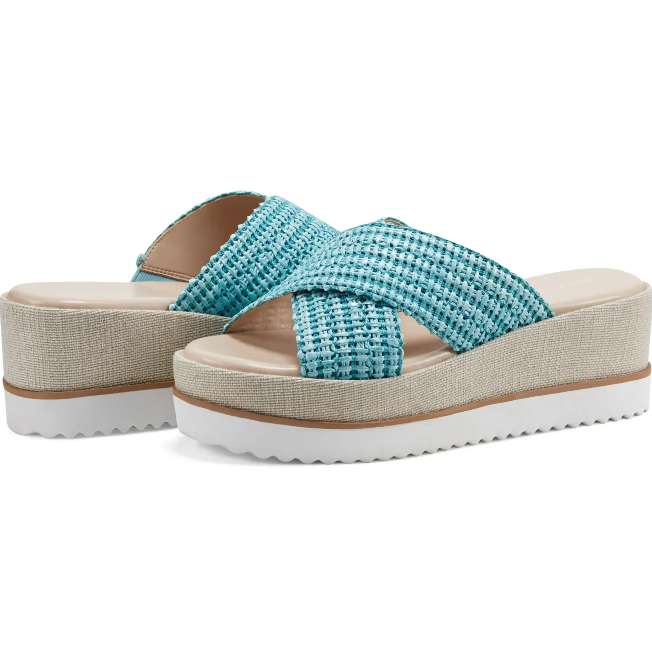 Espadrilles & Wedges|Espadrilles & Wedges>Easy Spirit Irene Wedge Sandals Turquoise Raffia