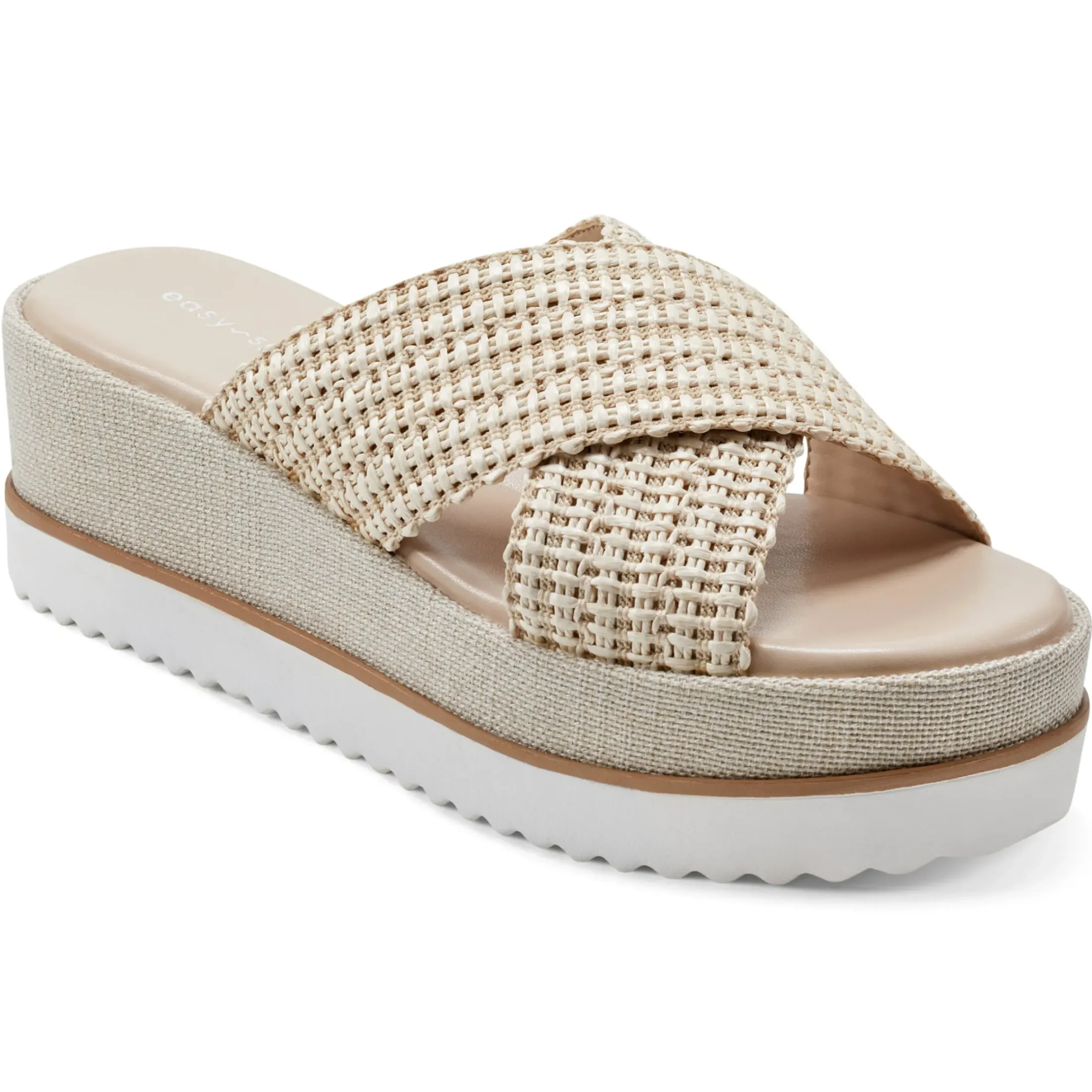 Espadrilles & Wedges|Espadrilles & Wedges>Easy Spirit Irene Wedge Sandals Cream Raffia