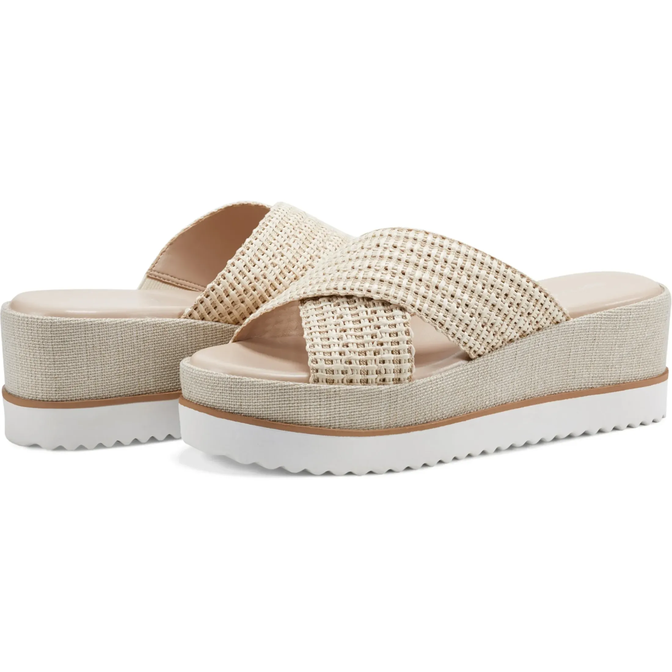Espadrilles & Wedges|Espadrilles & Wedges>Easy Spirit Irene Wedge Sandals Cream Raffia