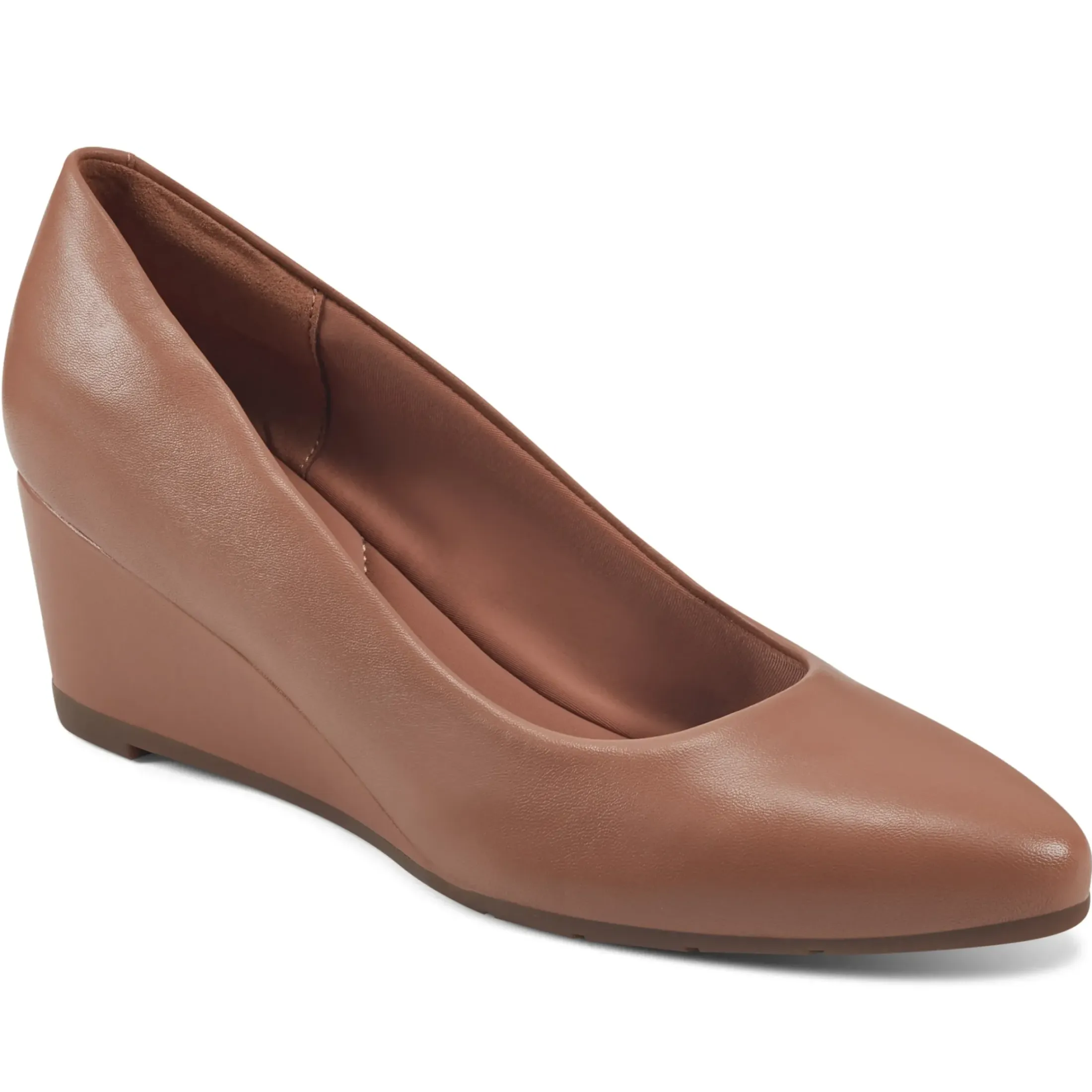 eFlex|eFlex>Easy Spirit Jinger Dress Wedges Tan Leather