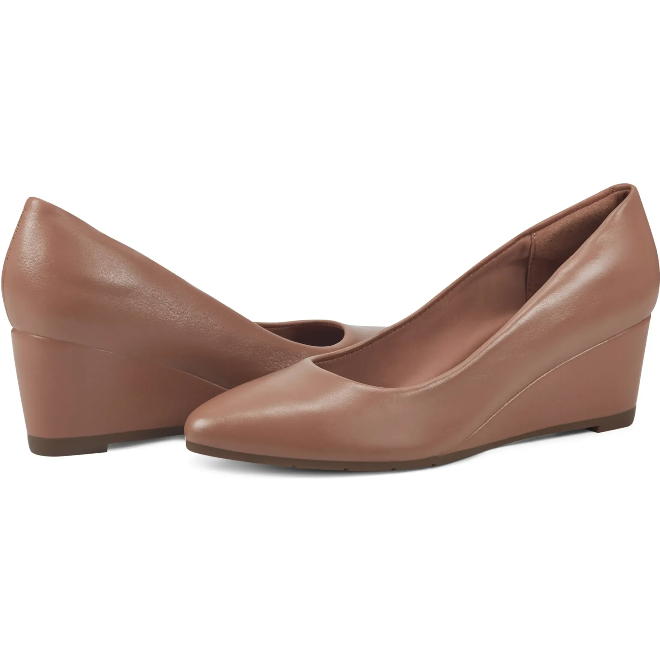 eFlex|eFlex>Easy Spirit Jinger Dress Wedges Tan Leather