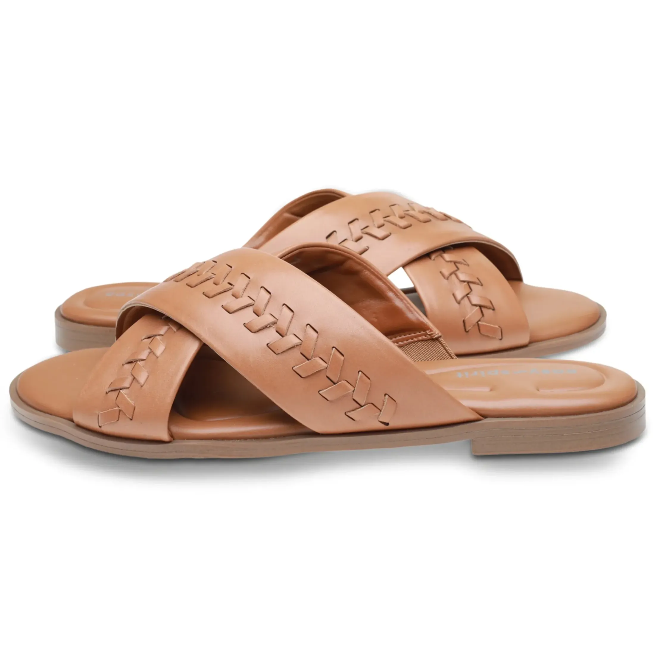 Casual|Flats>Easy Spirit Joella Slide Sandals Natural Leather