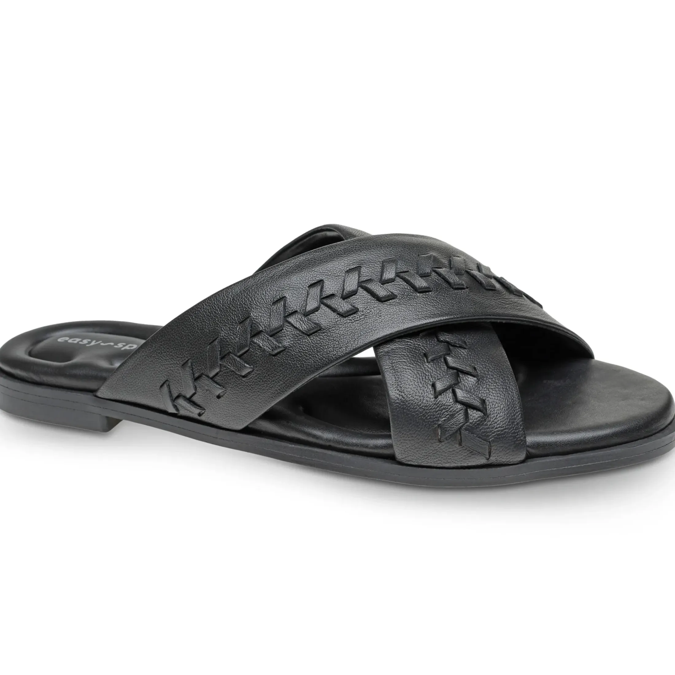Casual|Flats>Easy Spirit Joella Slide Sandals Black Leather