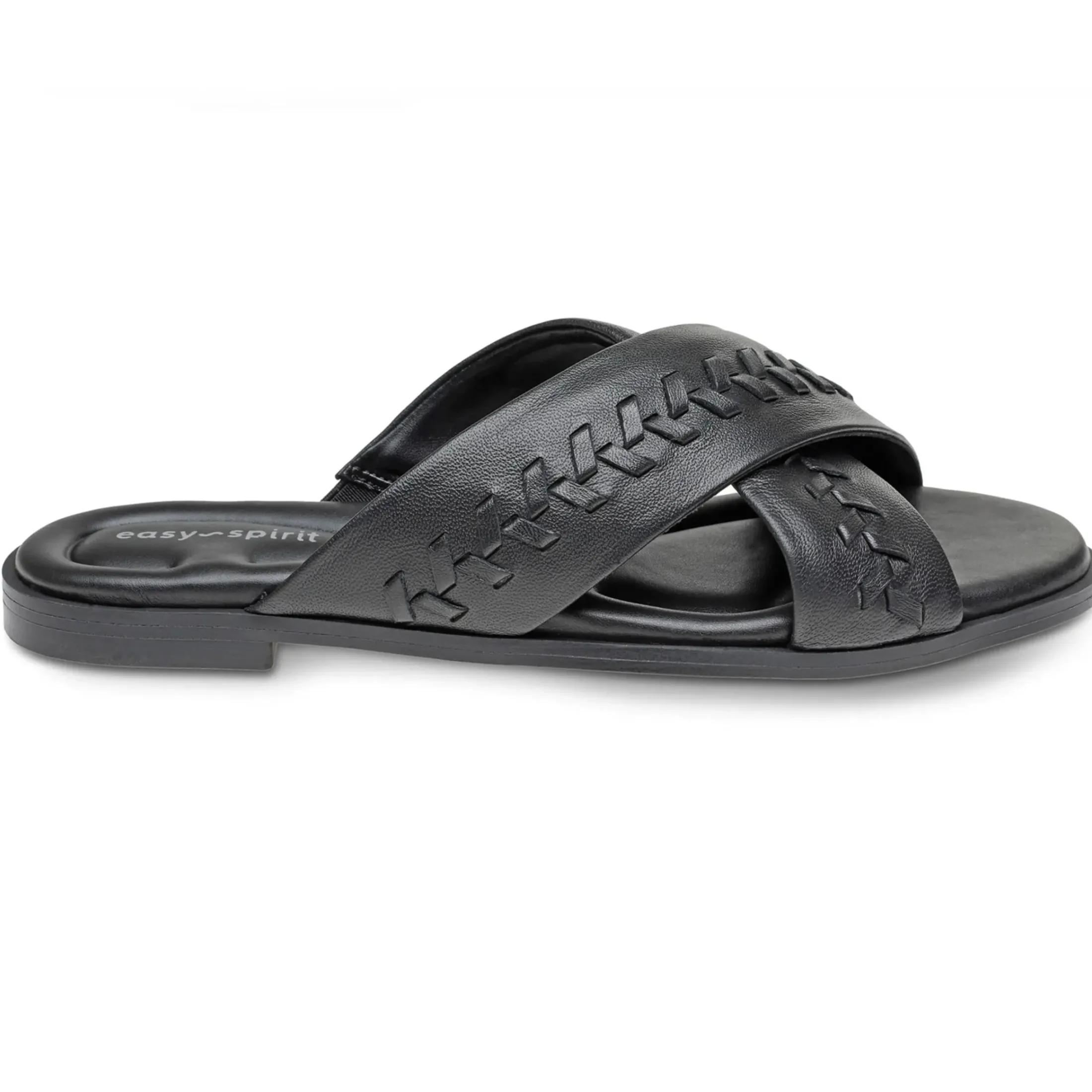 Casual|Flats>Easy Spirit Joella Slide Sandals Black Leather