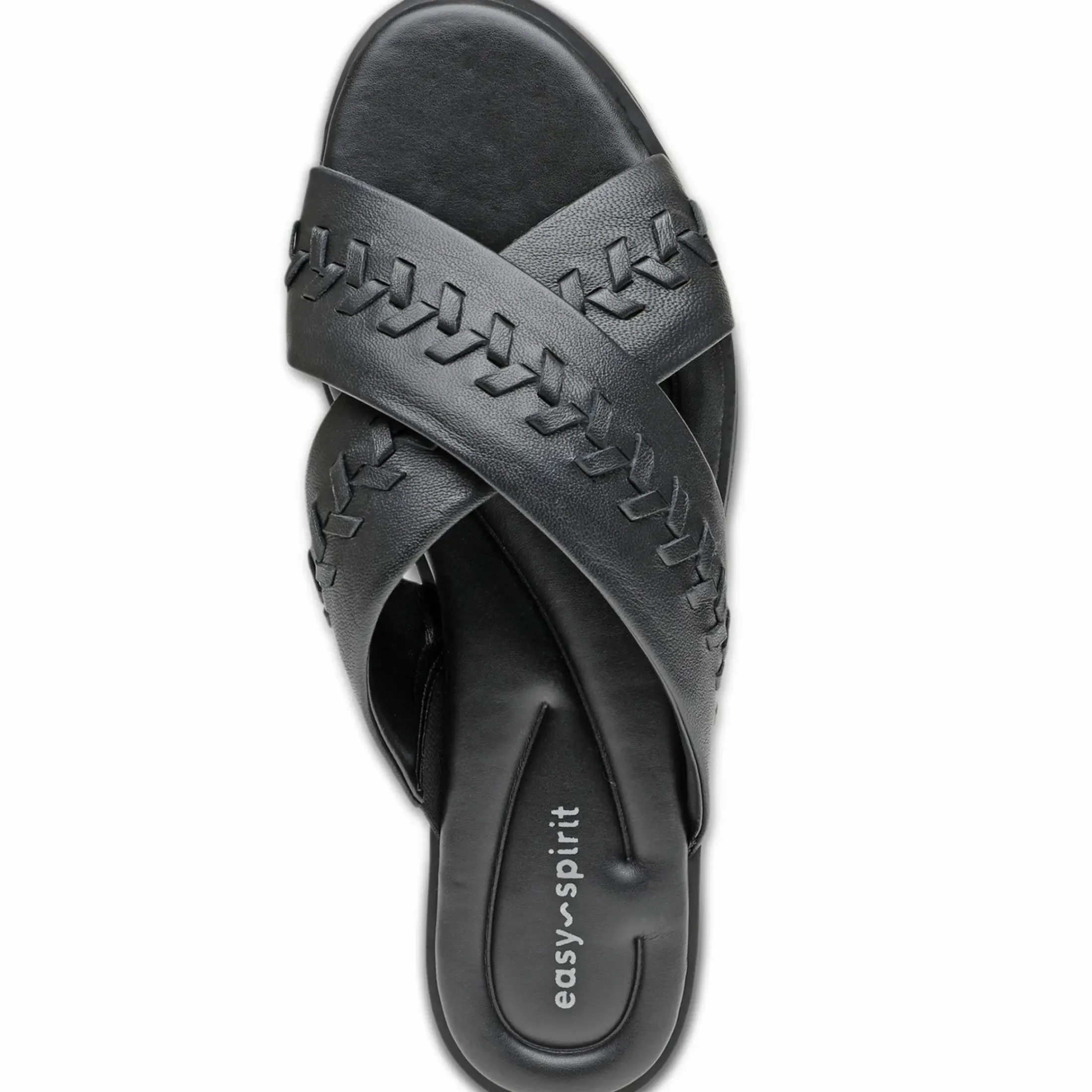 Casual|Flats>Easy Spirit Joella Slide Sandals Black Leather