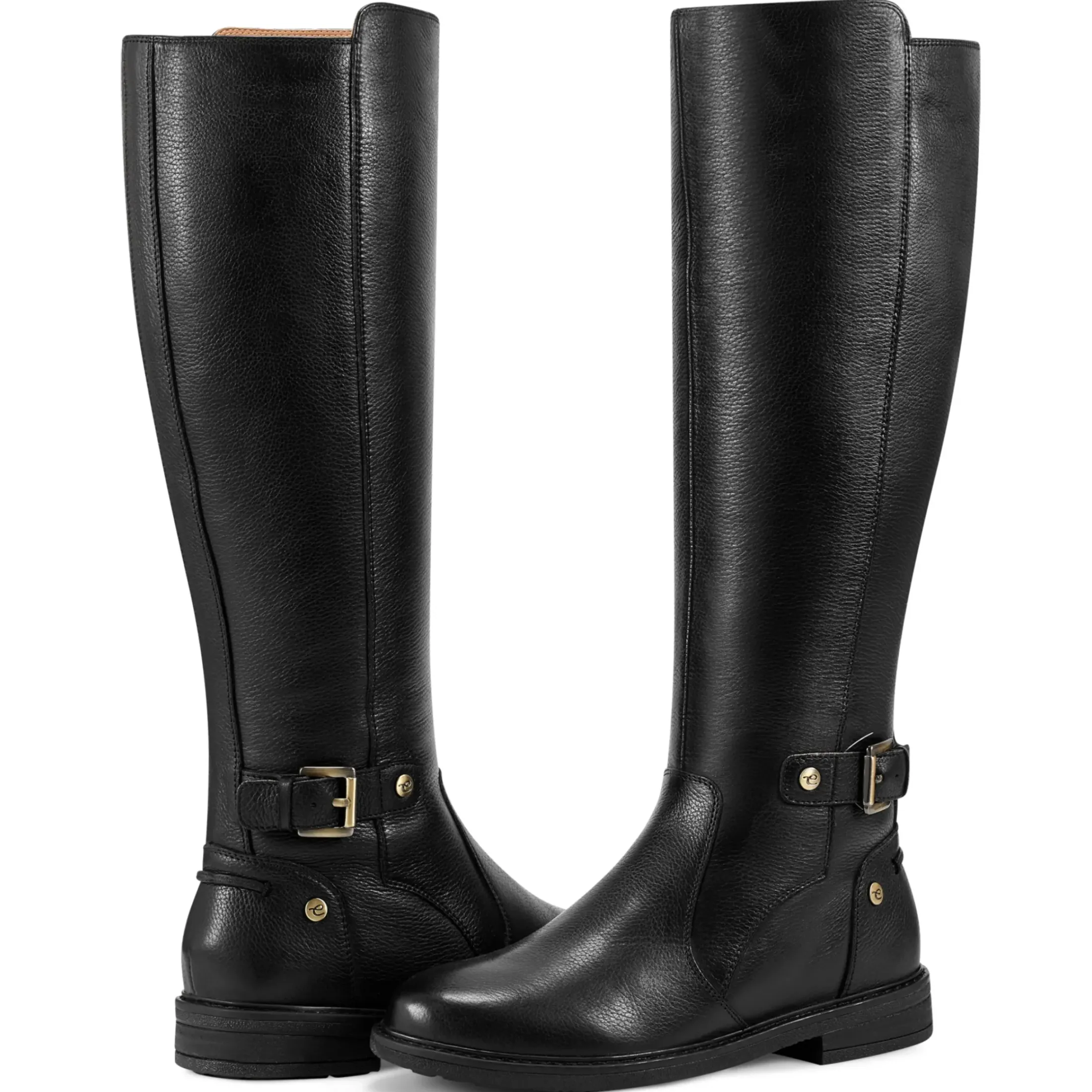eFlex|eFlex>Easy Spirit Juana Block Heel Casual Boots Black Leather