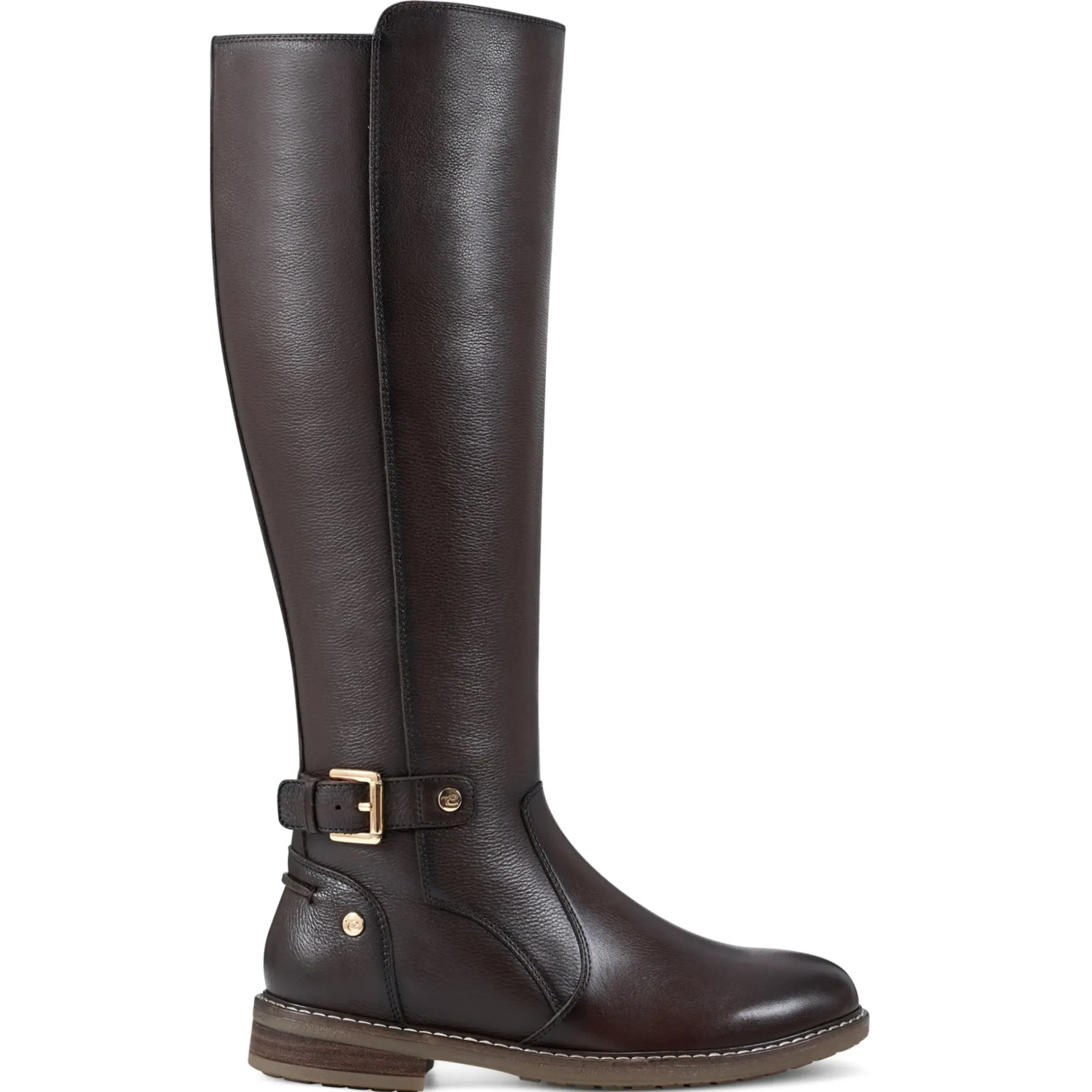 eFlex|eFlex>Easy Spirit Juana Block Heel Casual Boots Dark Brown Leather