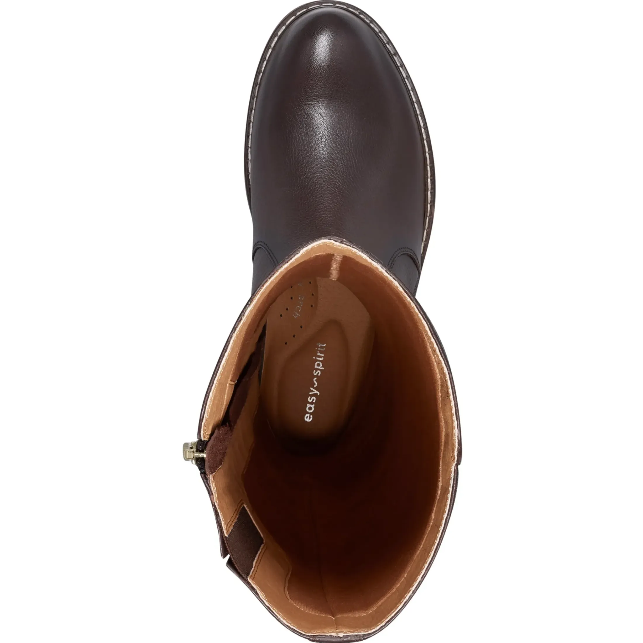 eFlex|eFlex>Easy Spirit Juana Block Heel Casual Boots Dark Brown Leather