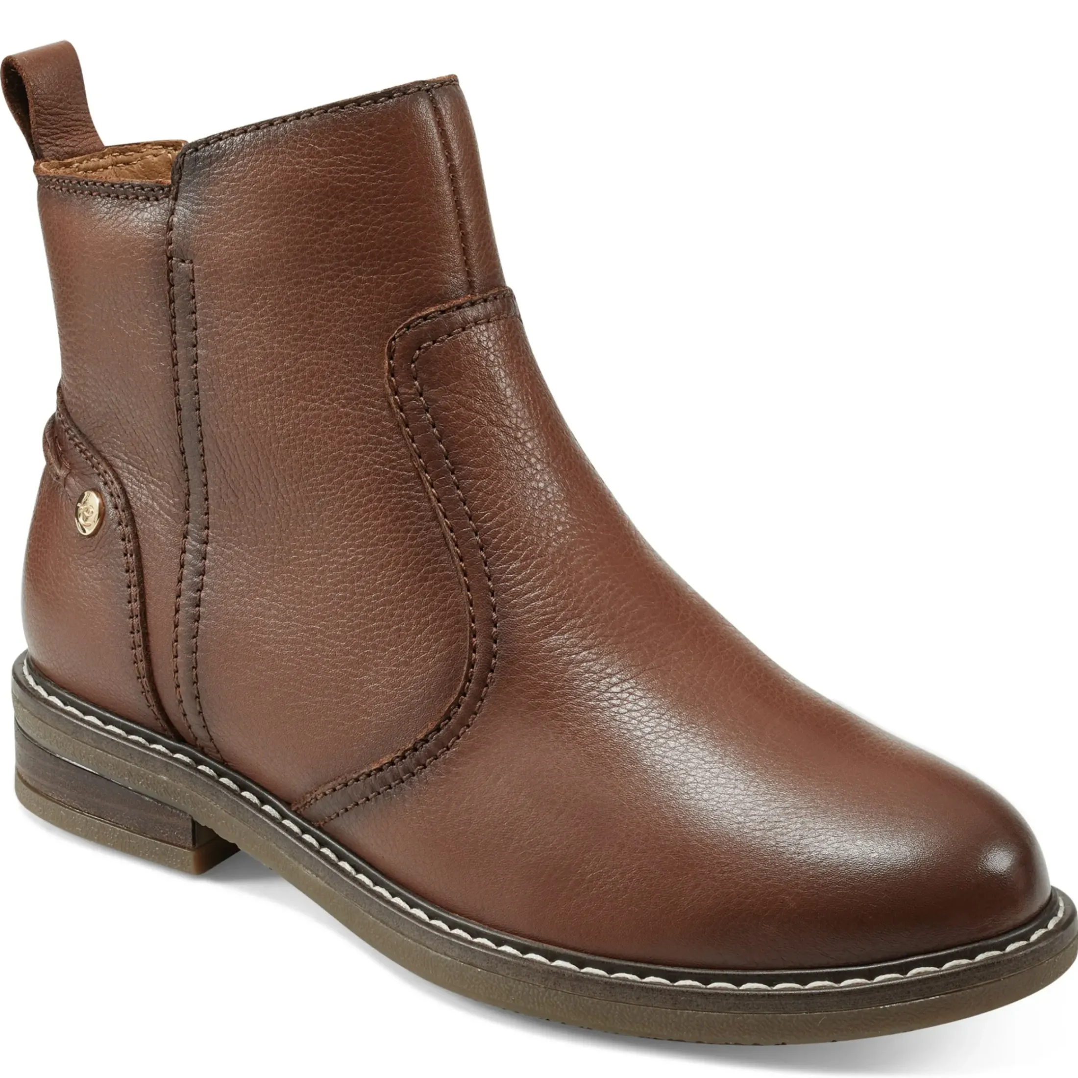 eFlex|eFlex>Easy Spirit Juna Casual Booties Brown Leather