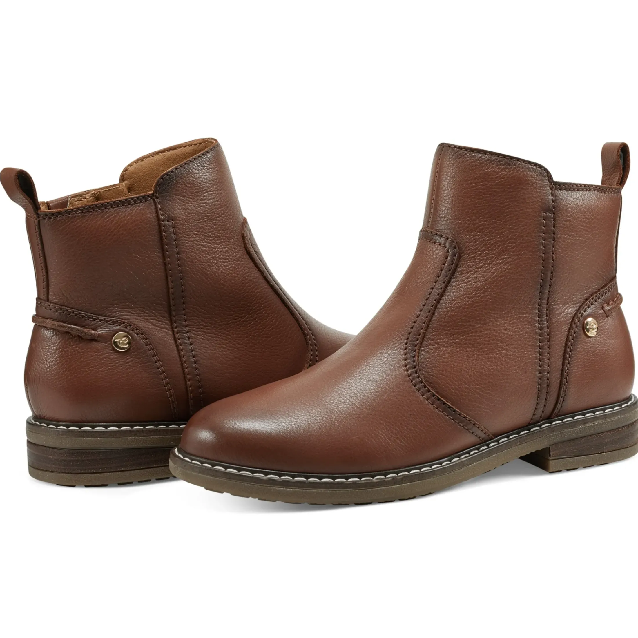 eFlex|eFlex>Easy Spirit Juna Casual Booties Brown Leather